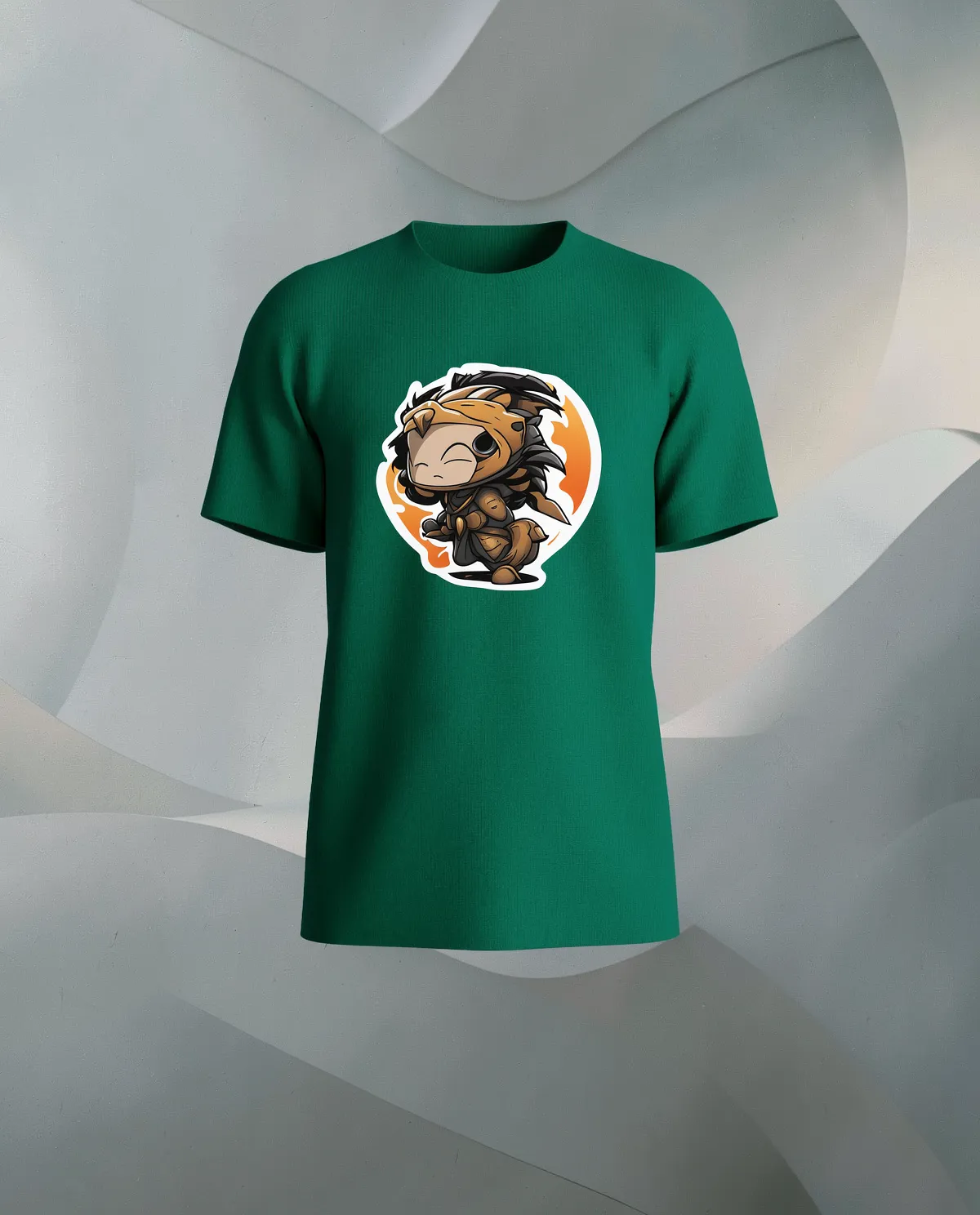 Green T-Shirt Featuring Vibrant Abstract Design 59