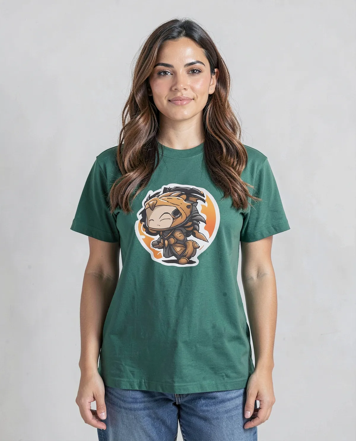 Green T-Shirt Featuring Vibrant Abstract Design 0
