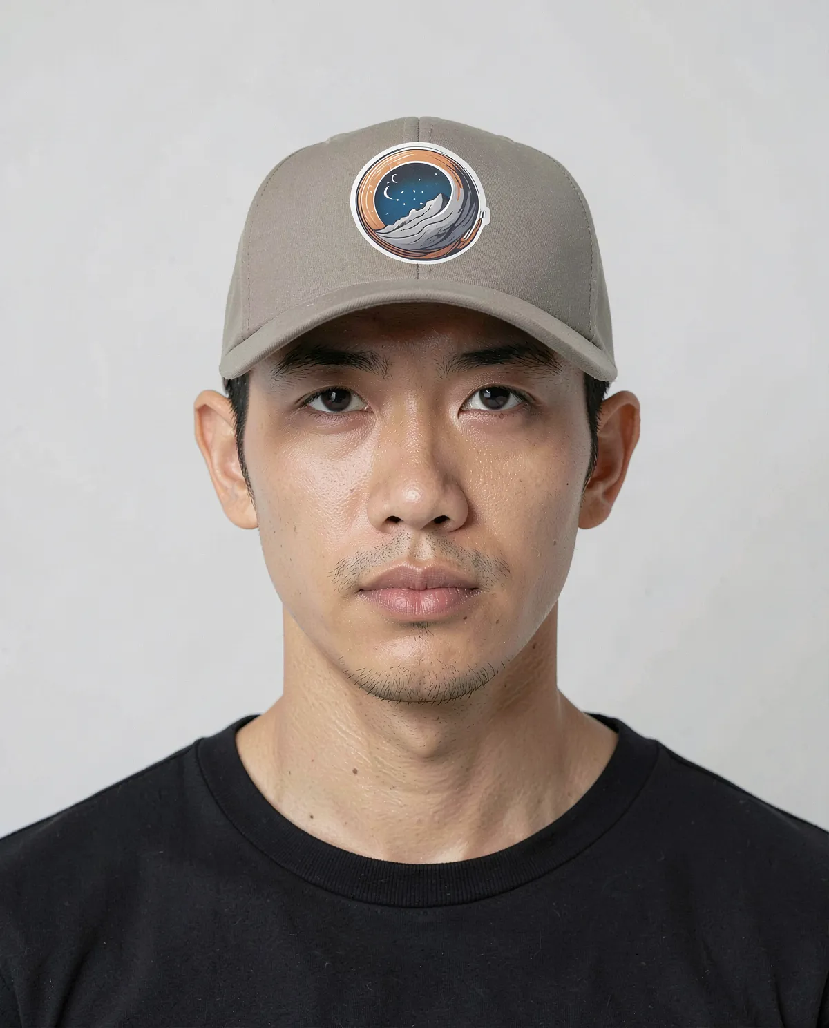 Khaki 5-Panel Cotton Cap with Velcro Closure 0