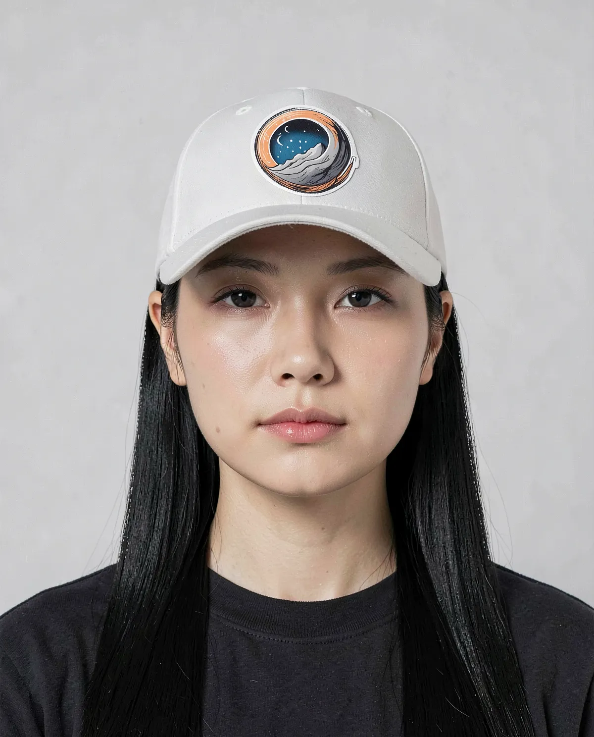 White 5-Panel Cotton Cap with Velcro Closure 0