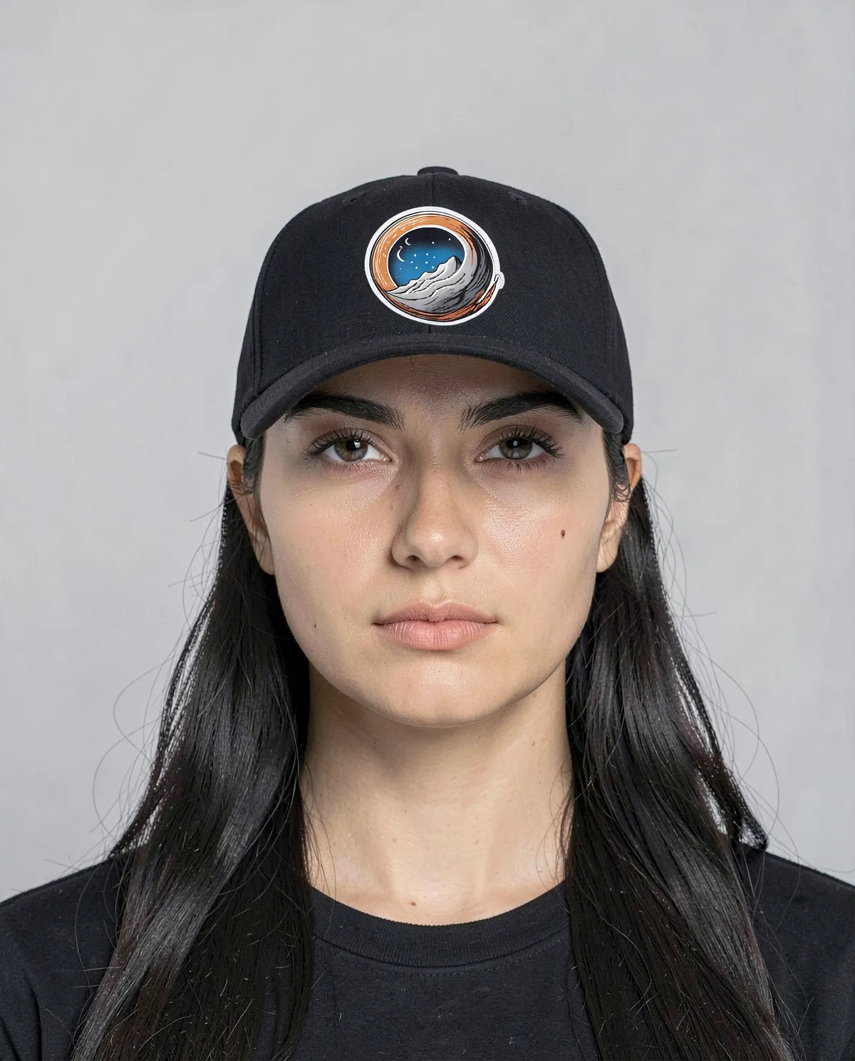 Black Cotton Cap with Velcro Closure