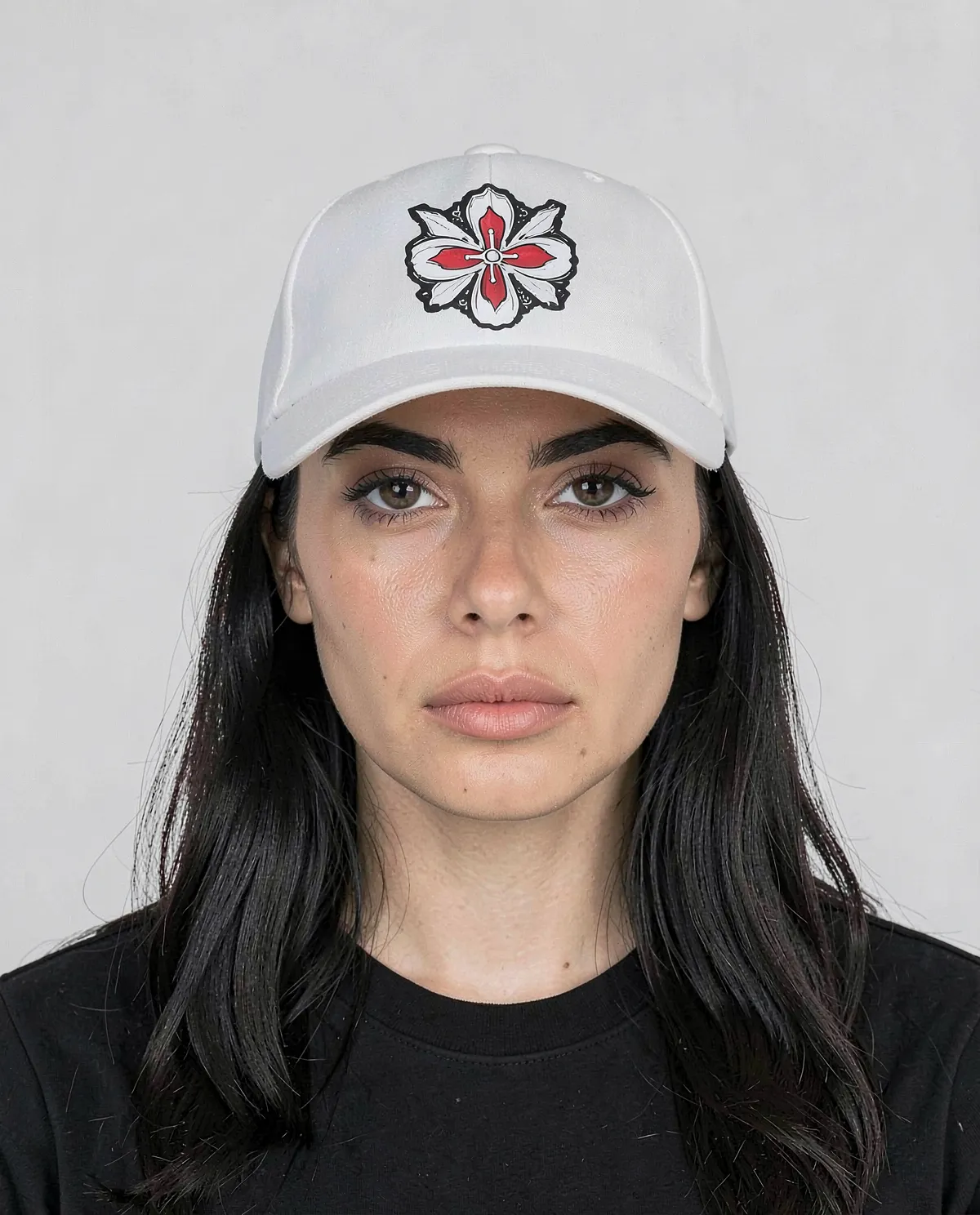 White Cotton Cap with Velcro Closure 0