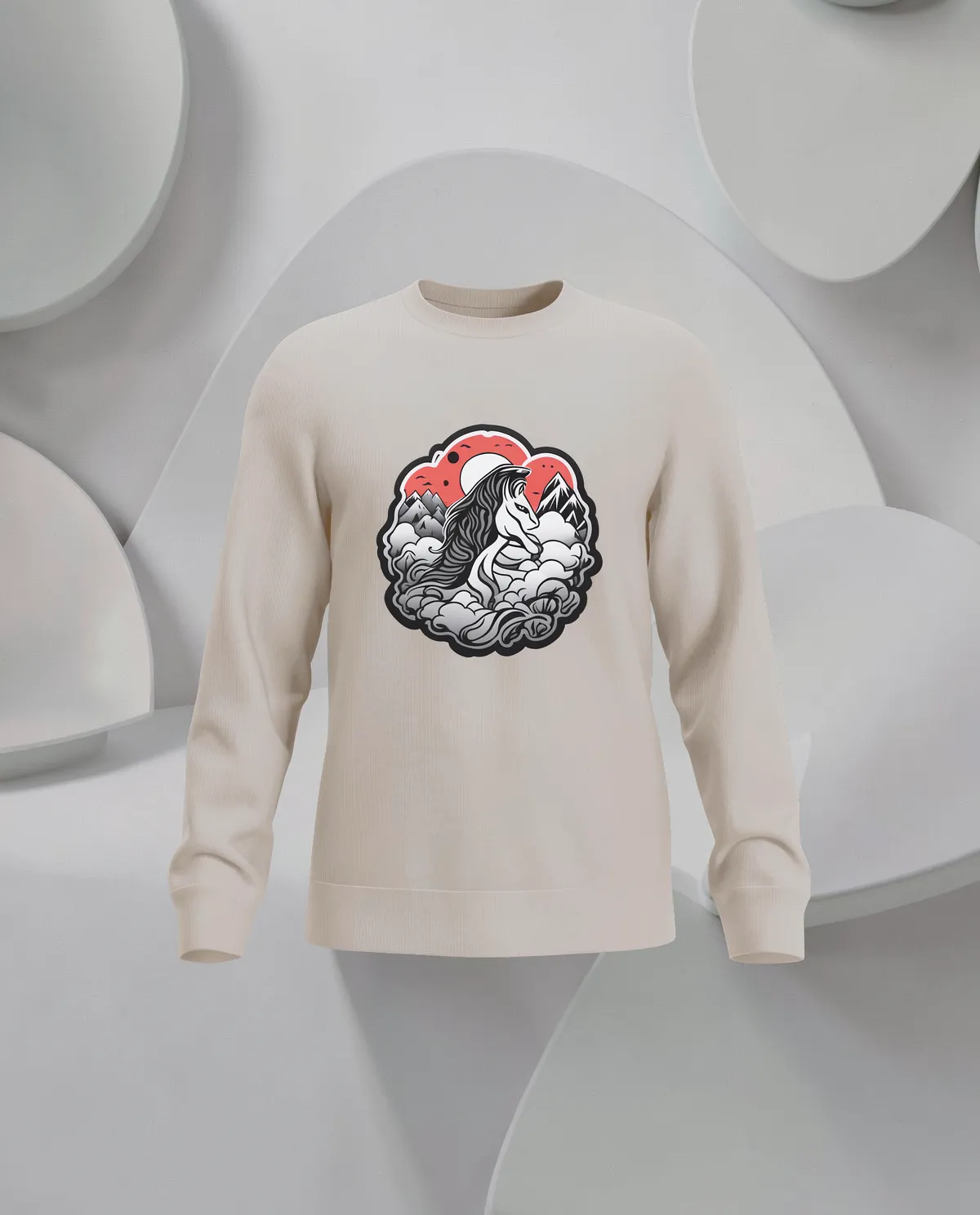 Cream Unisex Sweatshirt Soft Cotton Comfort 59