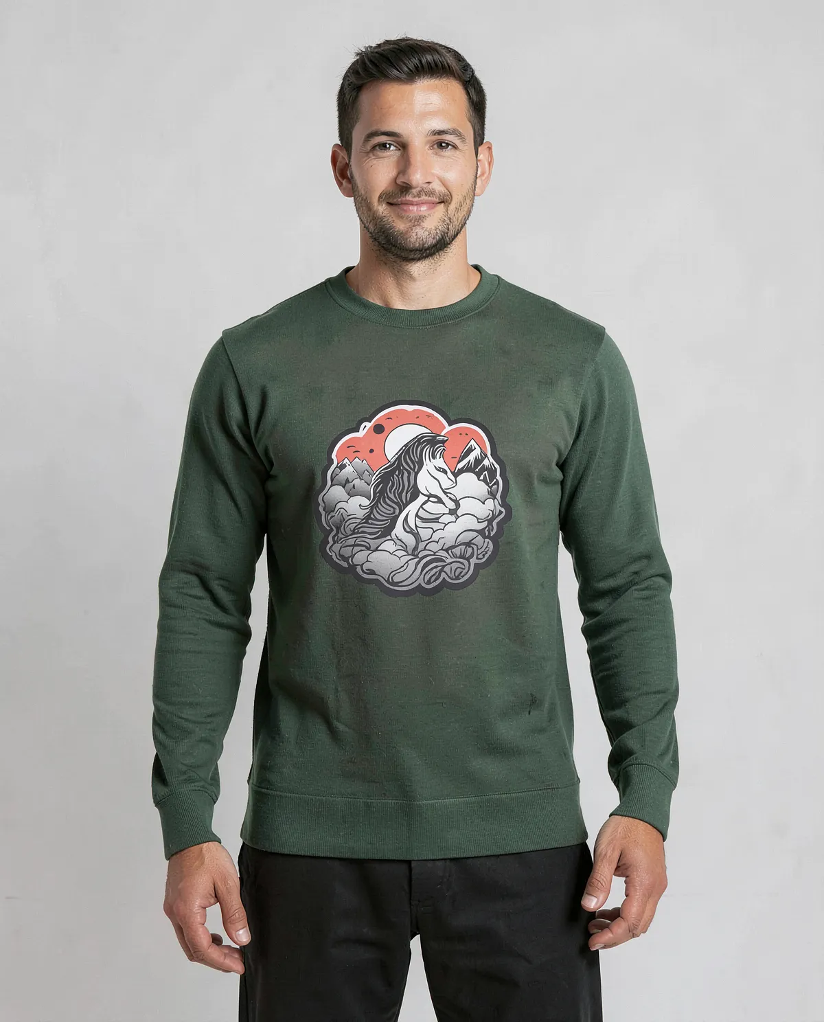 Green Brushed Organic Cotton Sweatshirt Soft Eco‑Friendly Comfort