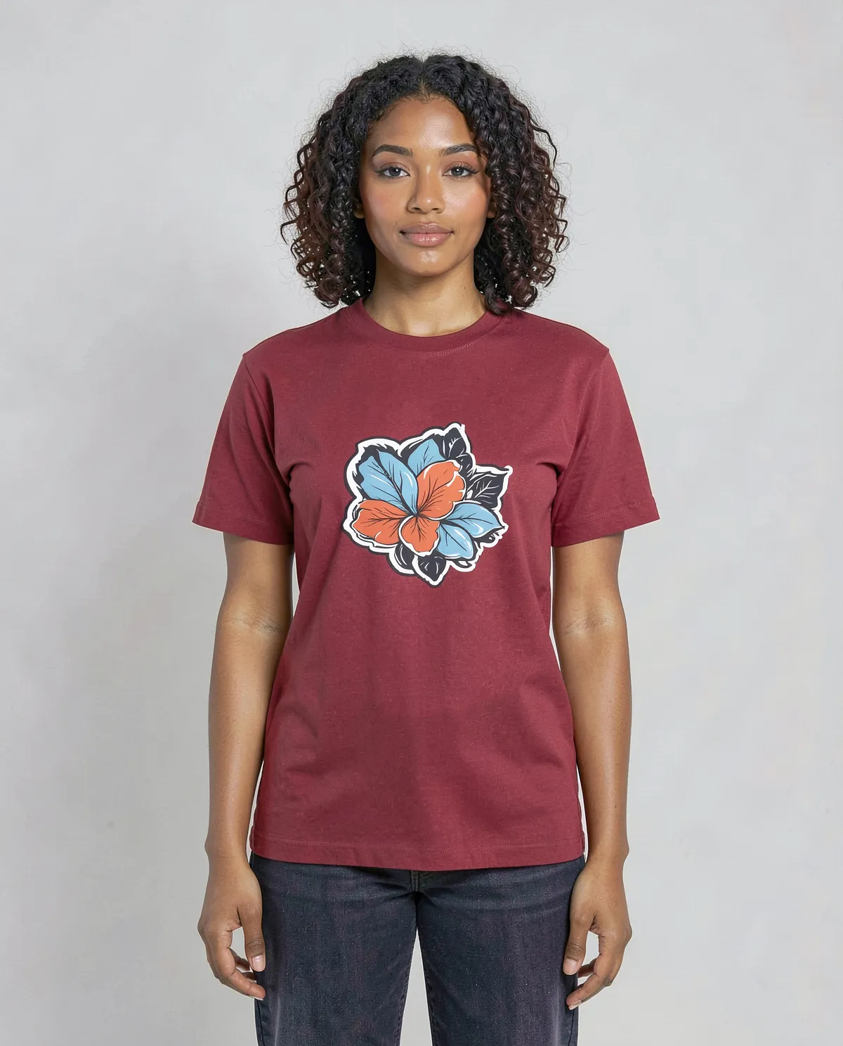 Red Eco‑Sustainable T‑Shirt Featuring Bold Graphic Design