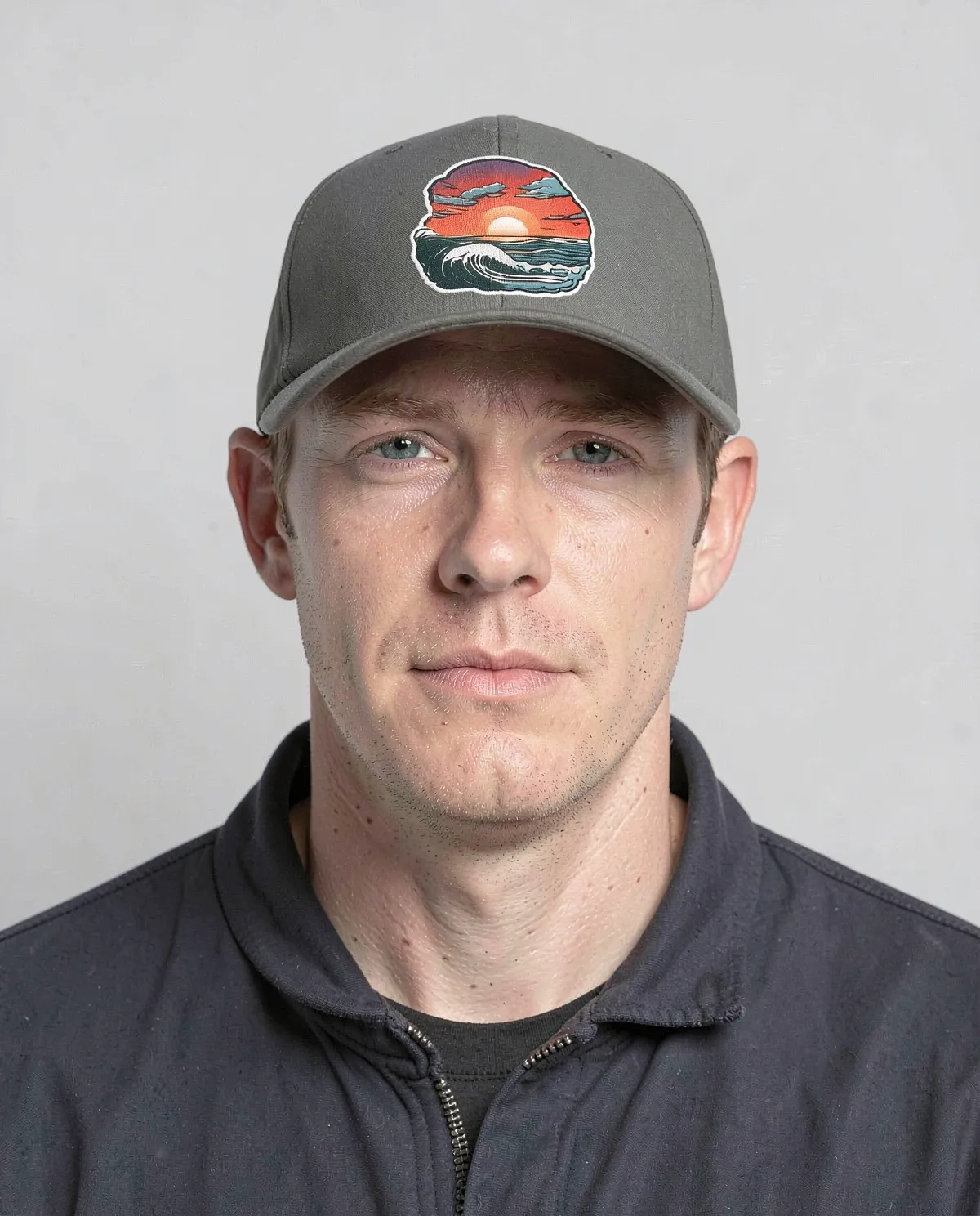 Grey Adjustable Cotton Cap with Velcro Closure 0