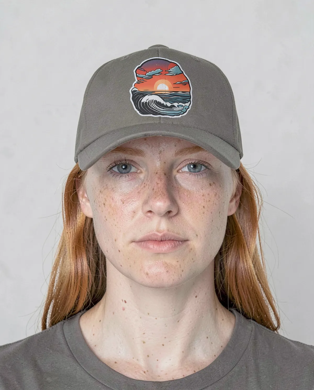 Khaki 5‑Panel Cap with Velcro Closure