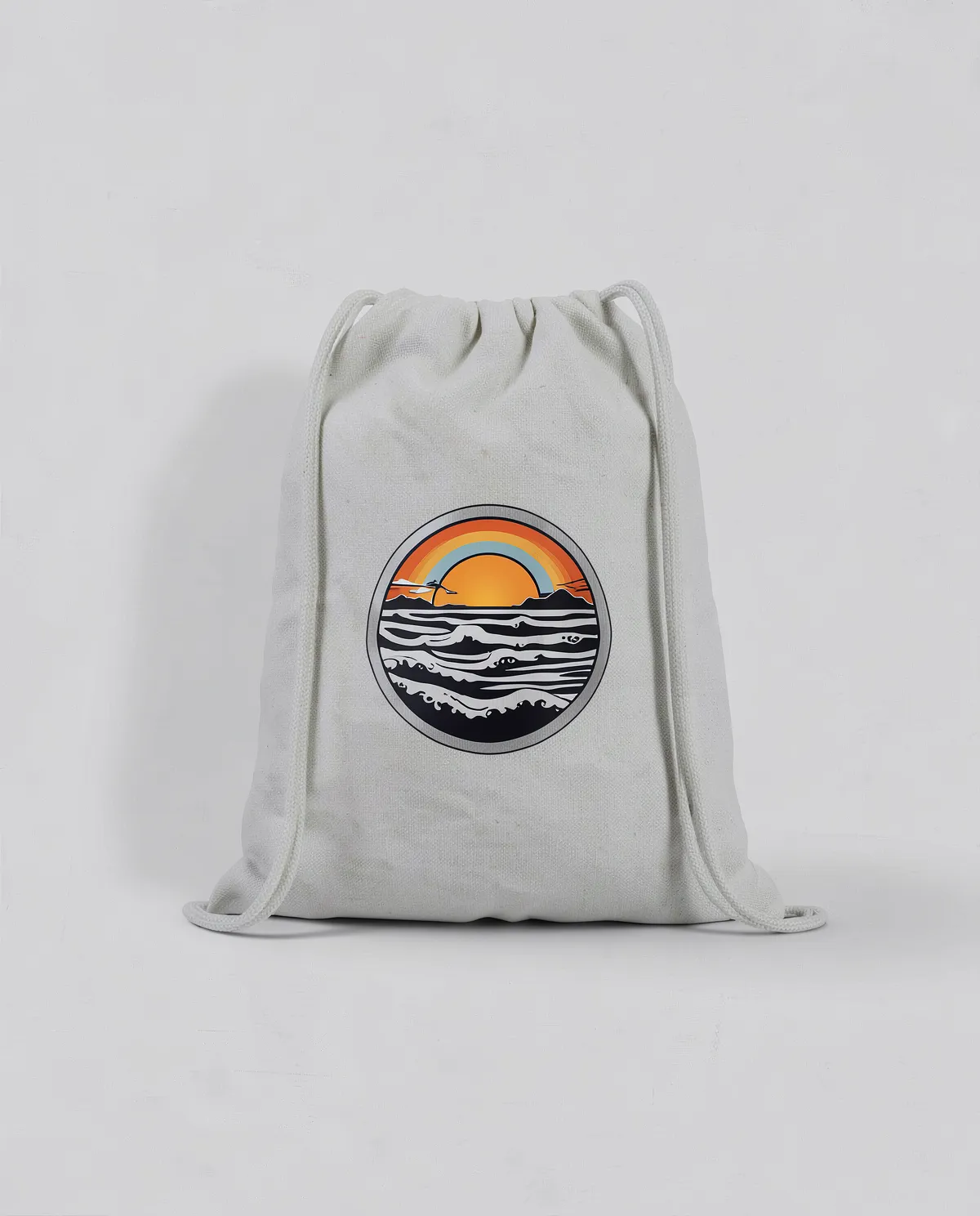 Natural Color Drawstring Gym Bag with Removable Label 0