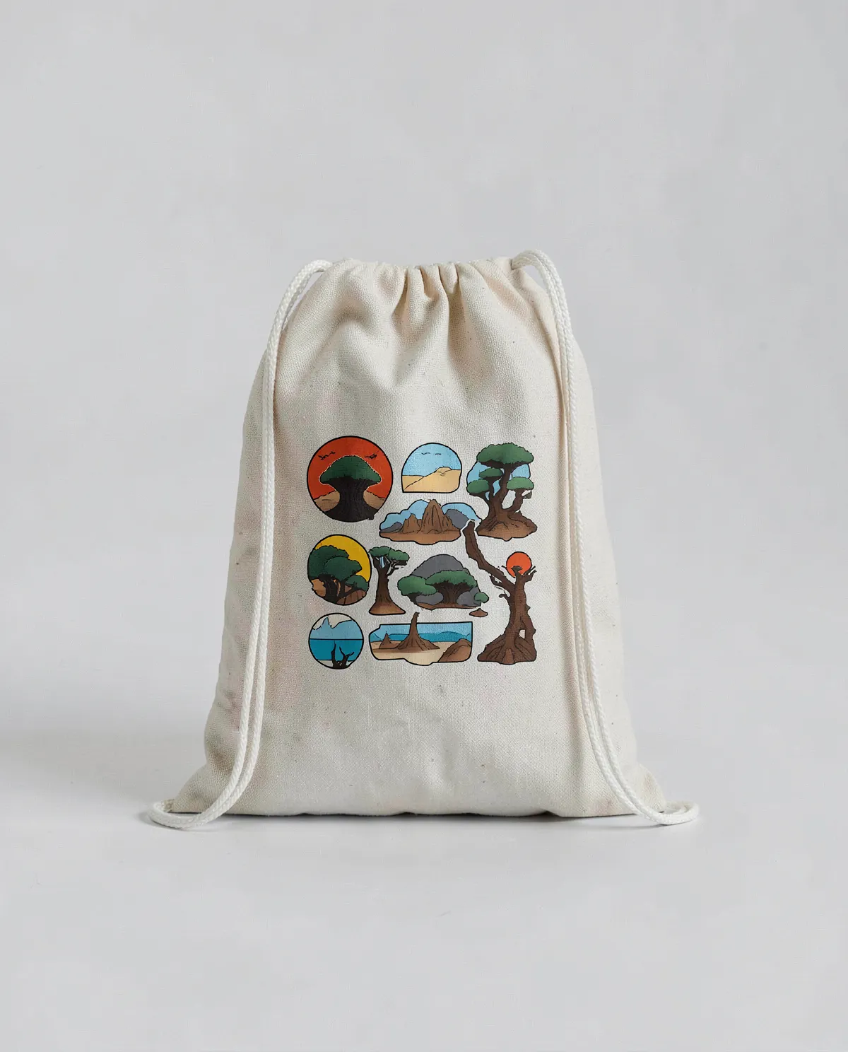 Organic Cotton Drawstring Bag – Smooth Print Surface, Natural Color 0