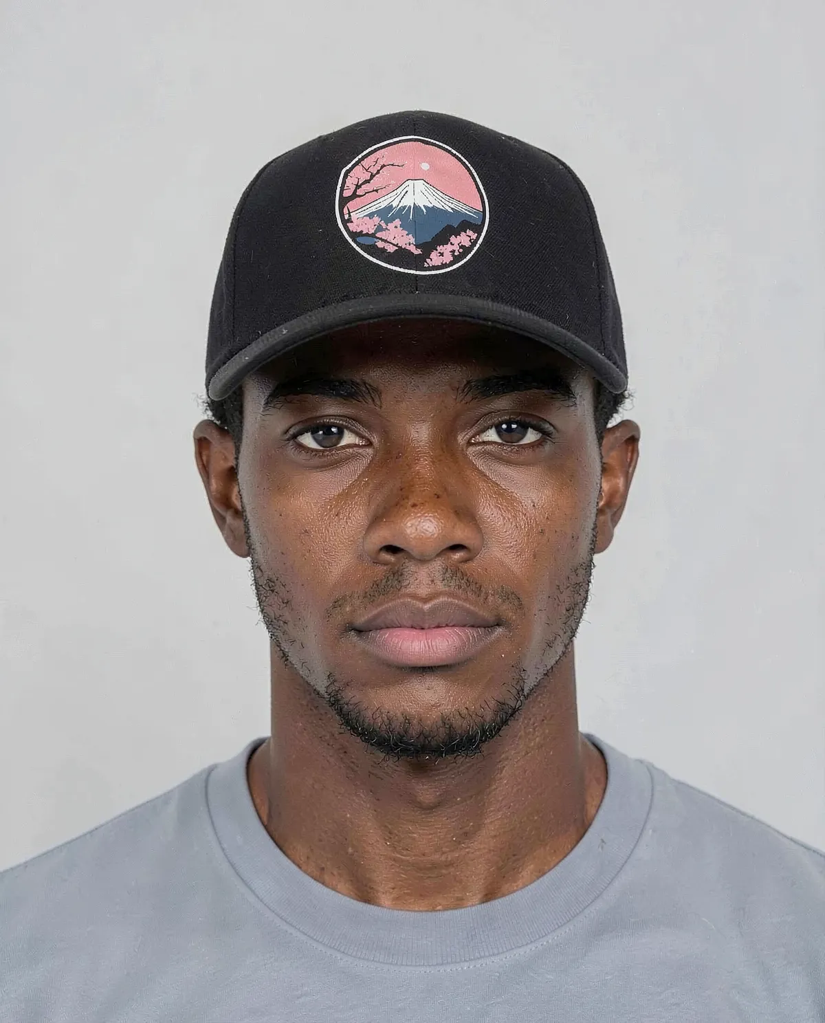 Black Adjustable Cotton Cap with Velcro Closure 0