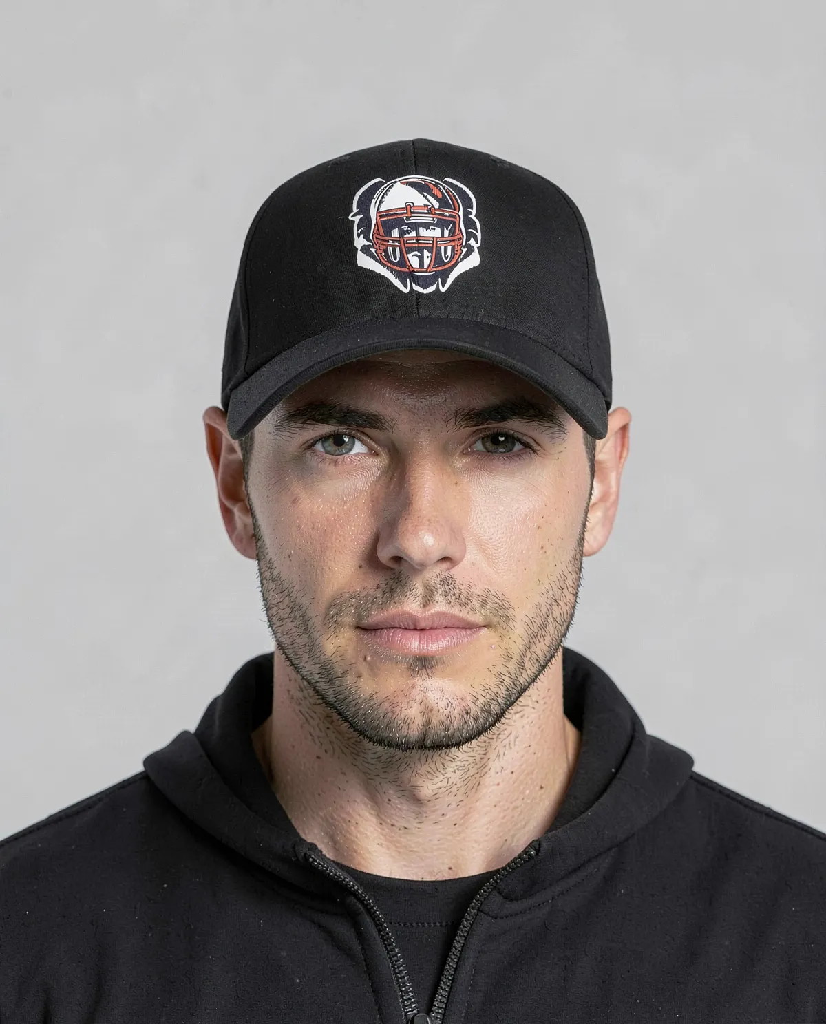 Black Adjustable 5-Panel Cotton Cap with Velcro 0