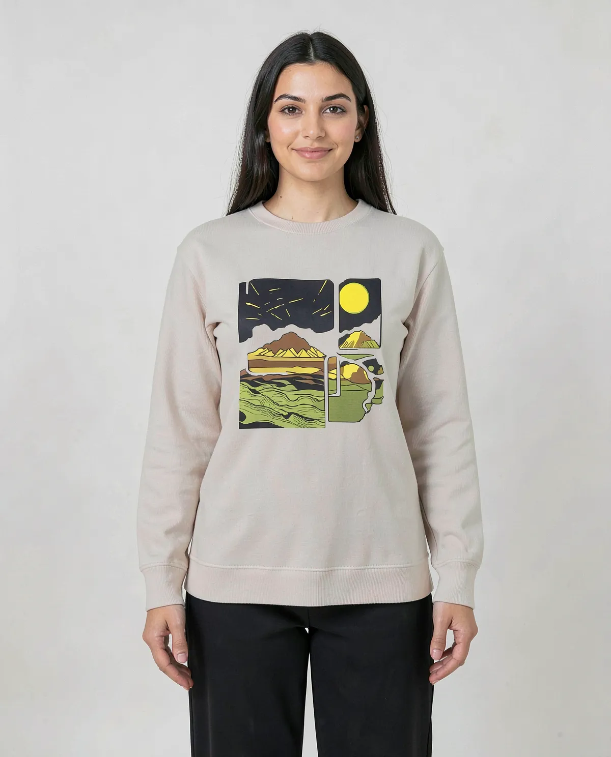 Cream Unisex Sweatshirt – Smooth Print Surface 0