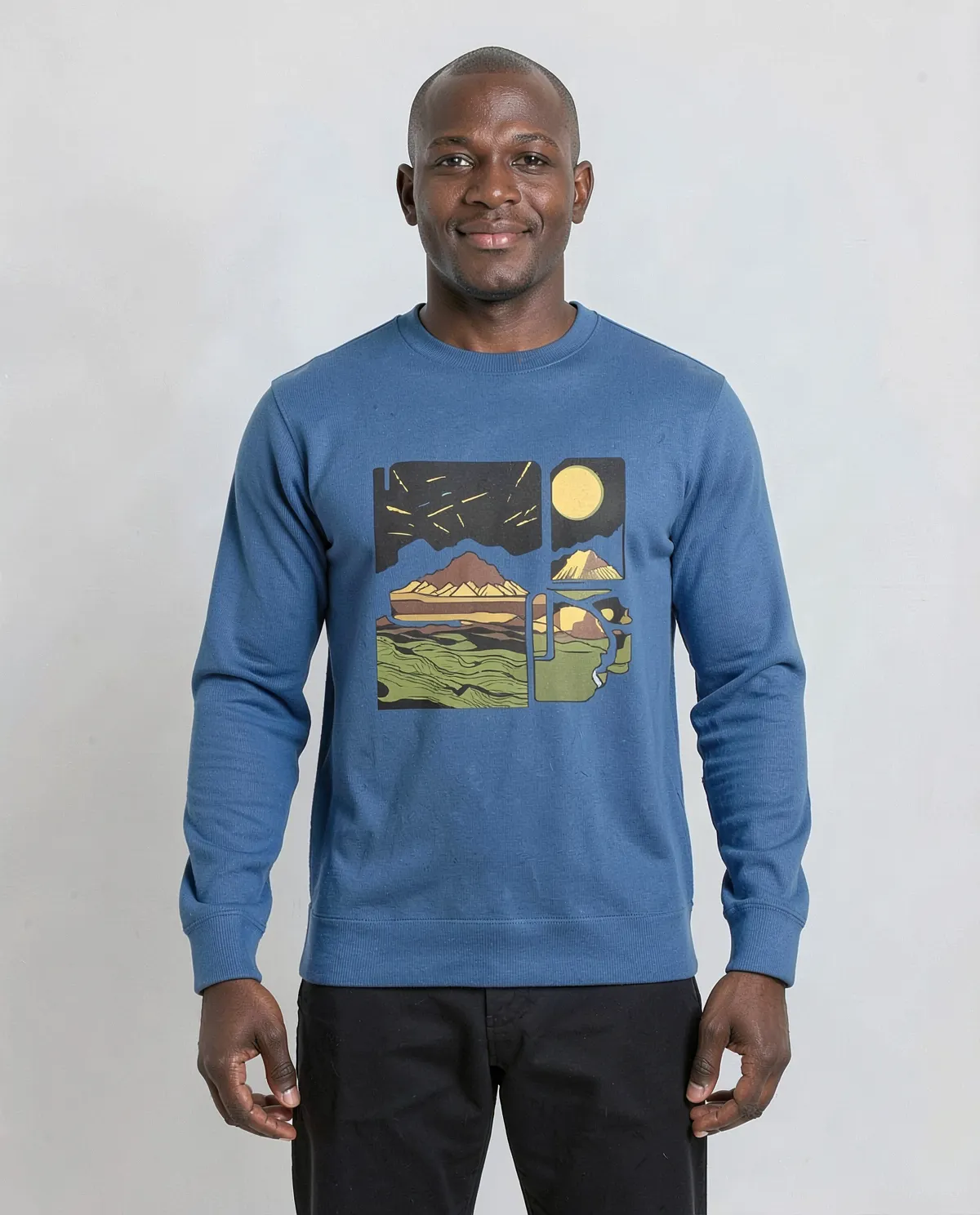 Blue Organic Cotton Sweatshirt – Unisex, Soft & Eco-Friendly 0