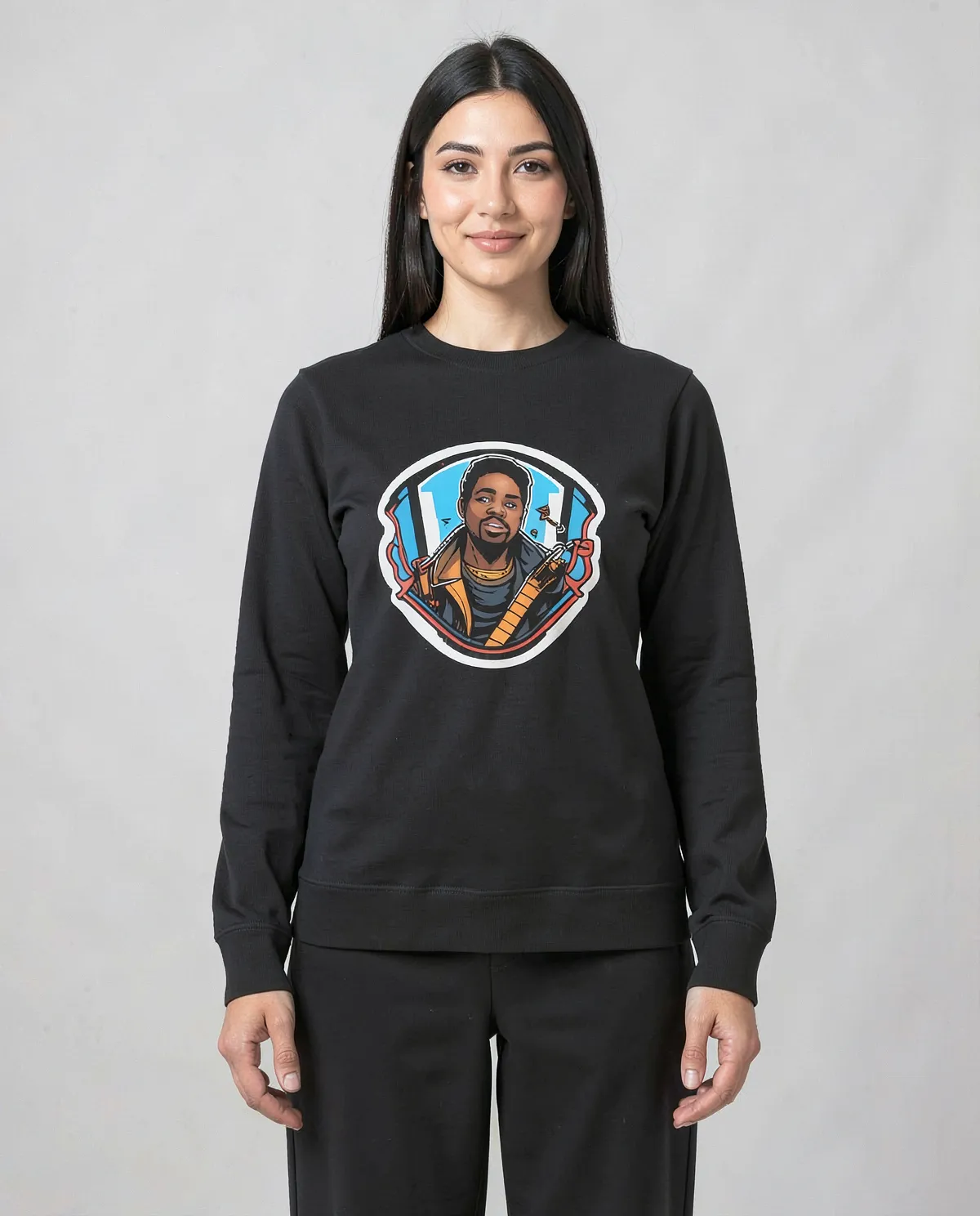 Black Brushed Organic Cotton Unisex Sweatshirt 0