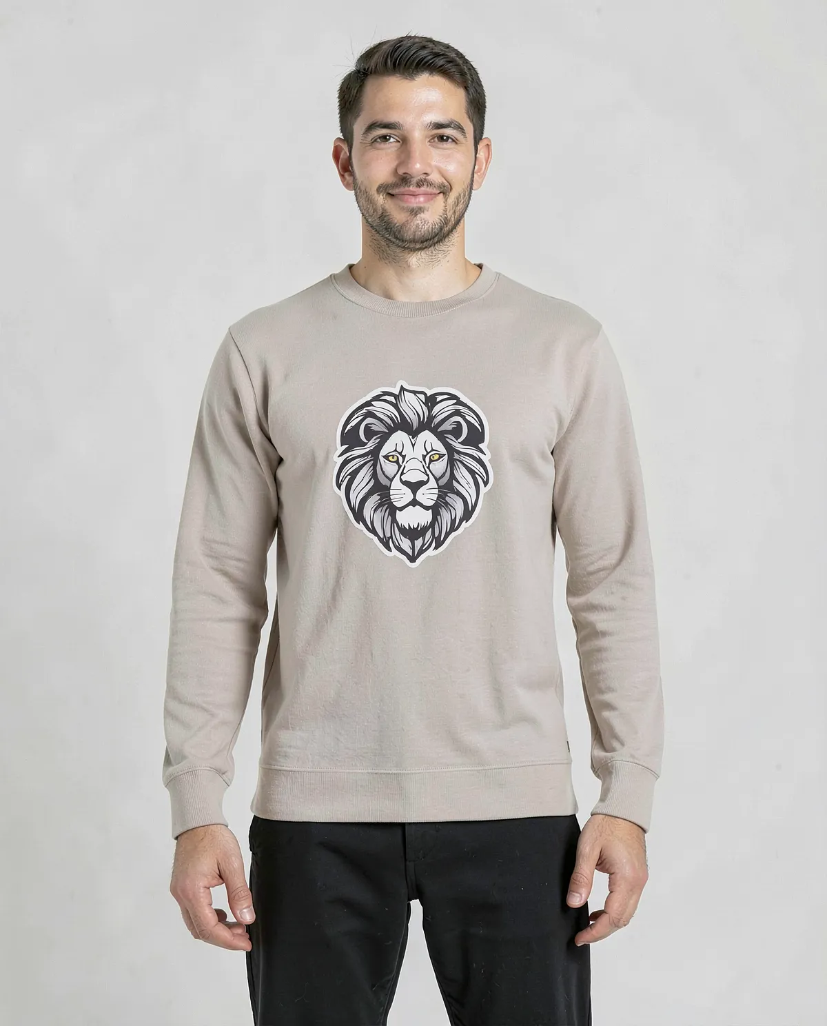 Cream Unisex Sweatshirt Classic Crew Neck 100% Cotton 0