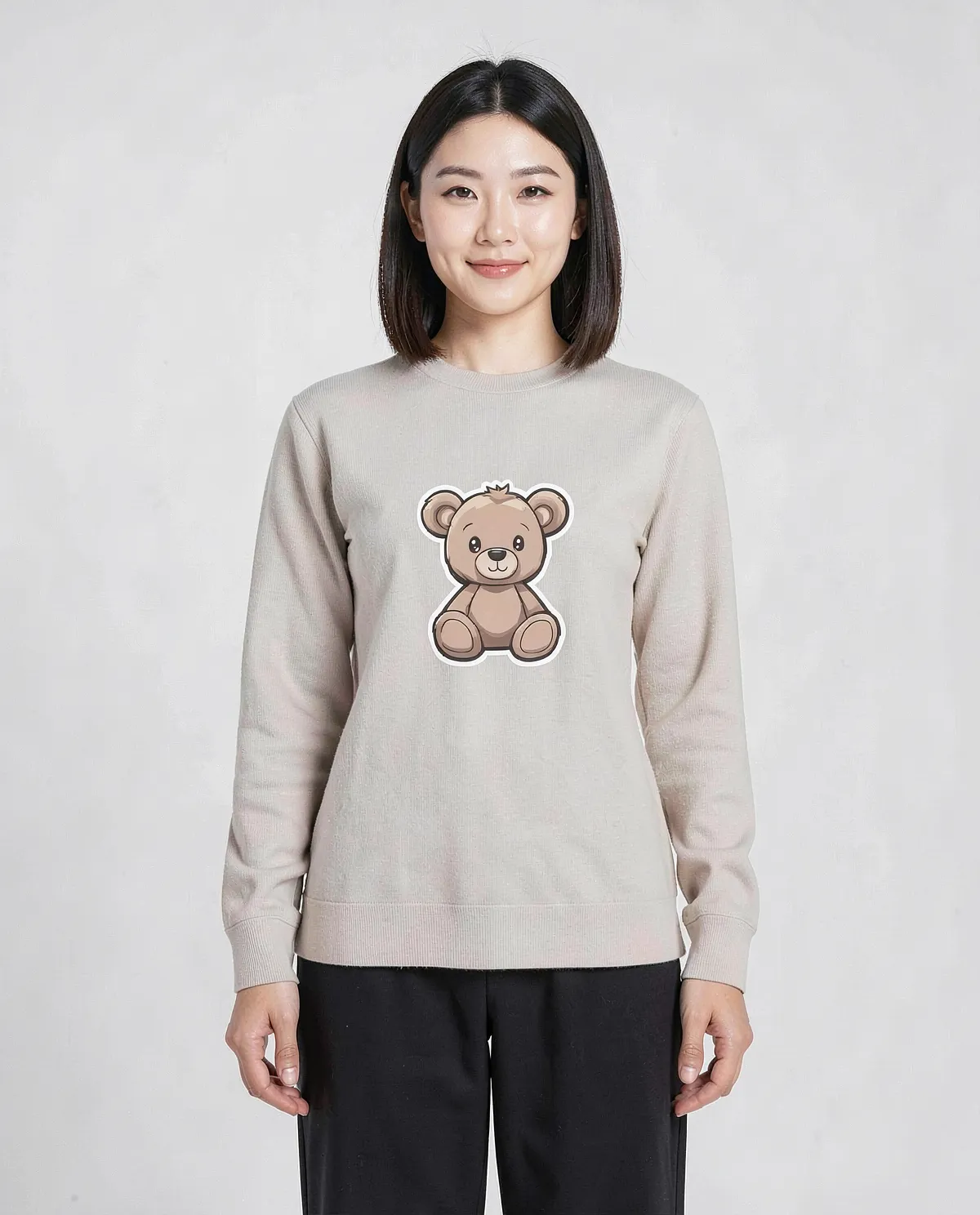 Cream Unisex Sweatshirt with Classic Crew Neck 0