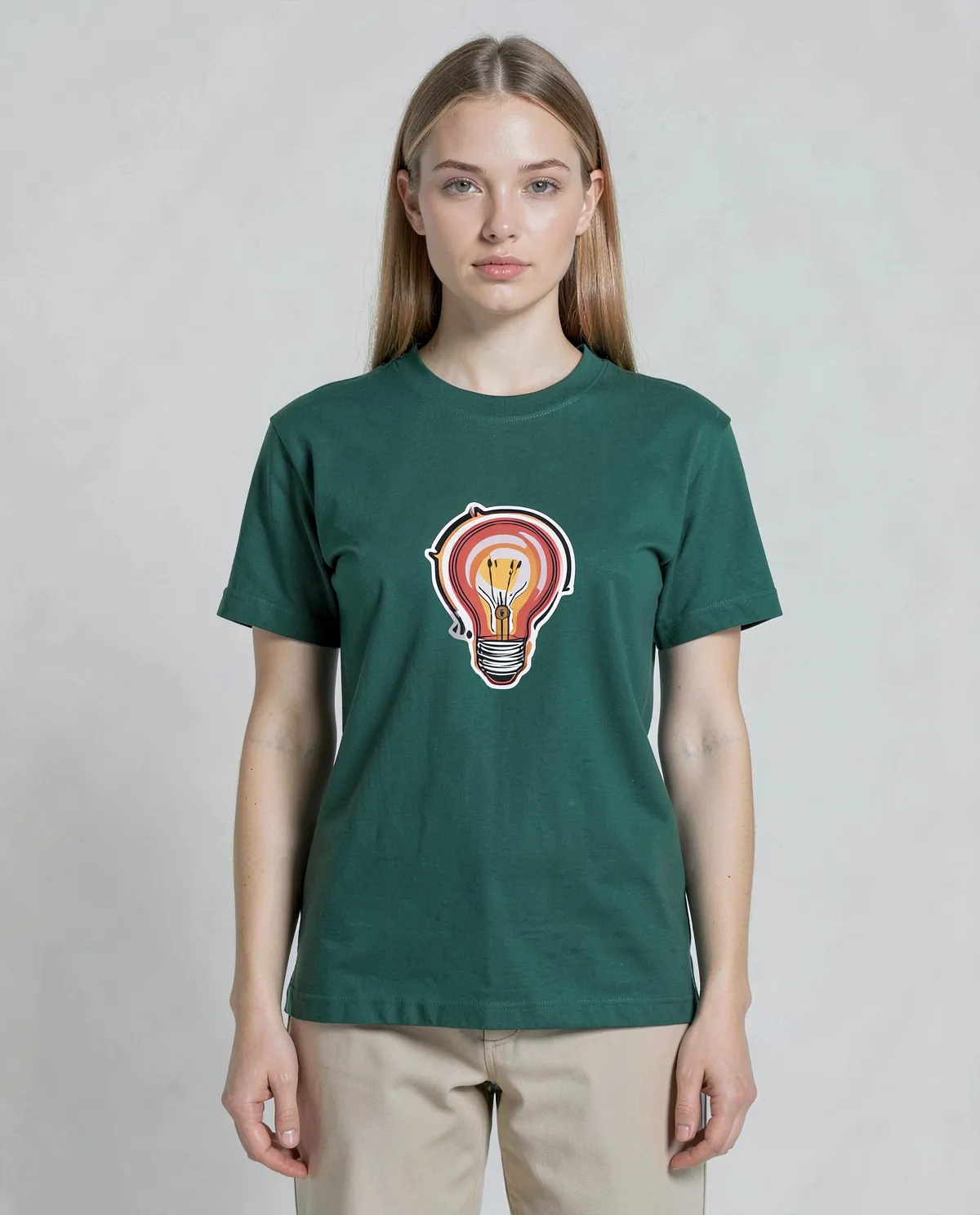 Green Organic Cotton T‑Shirt with Clean Print 0