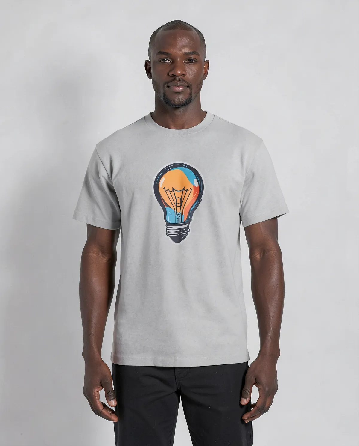 Grey T-Shirt with Minimalist Graphic Print