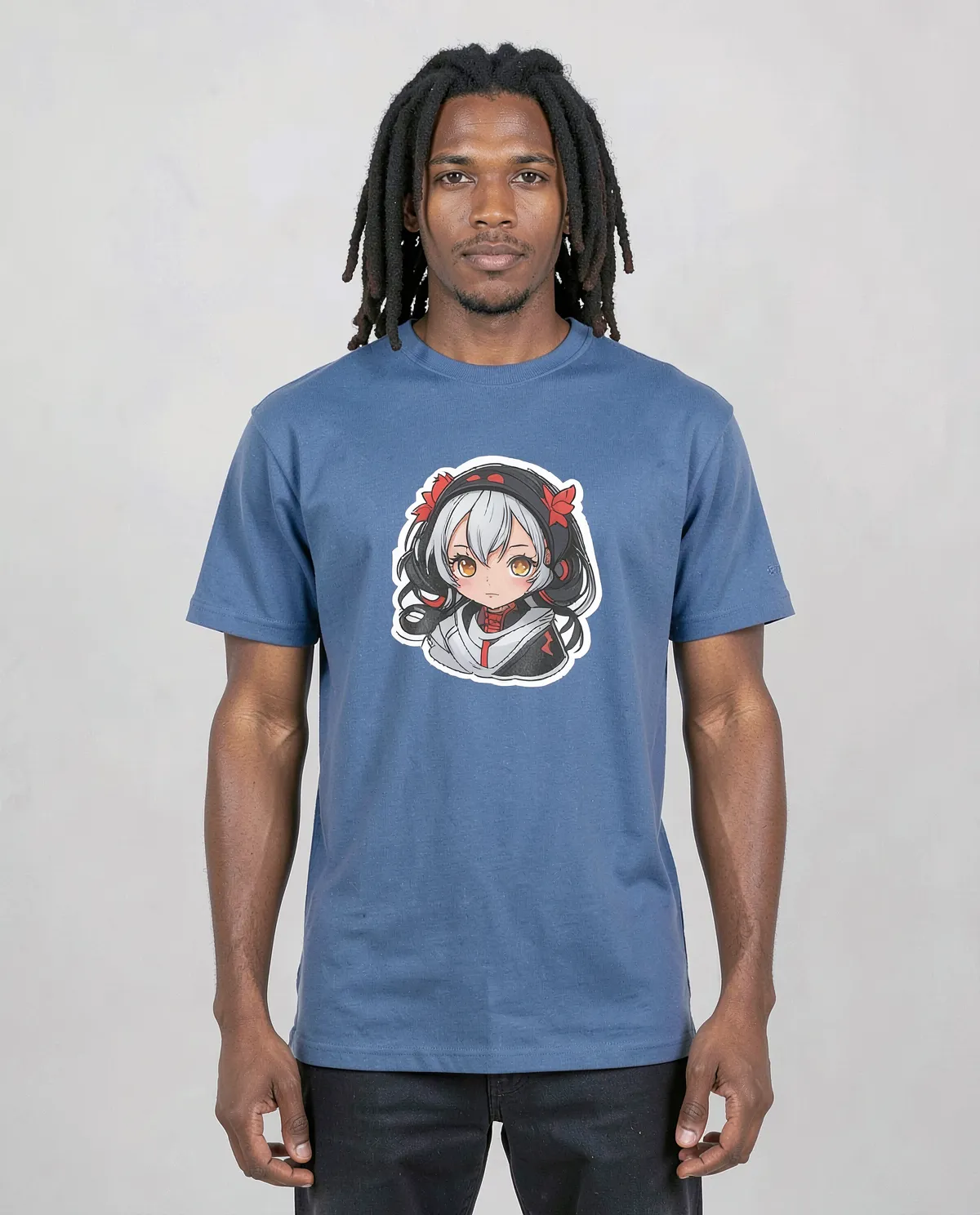 Blue Organic Cotton T‑Shirt with Clean Minimal Design 0