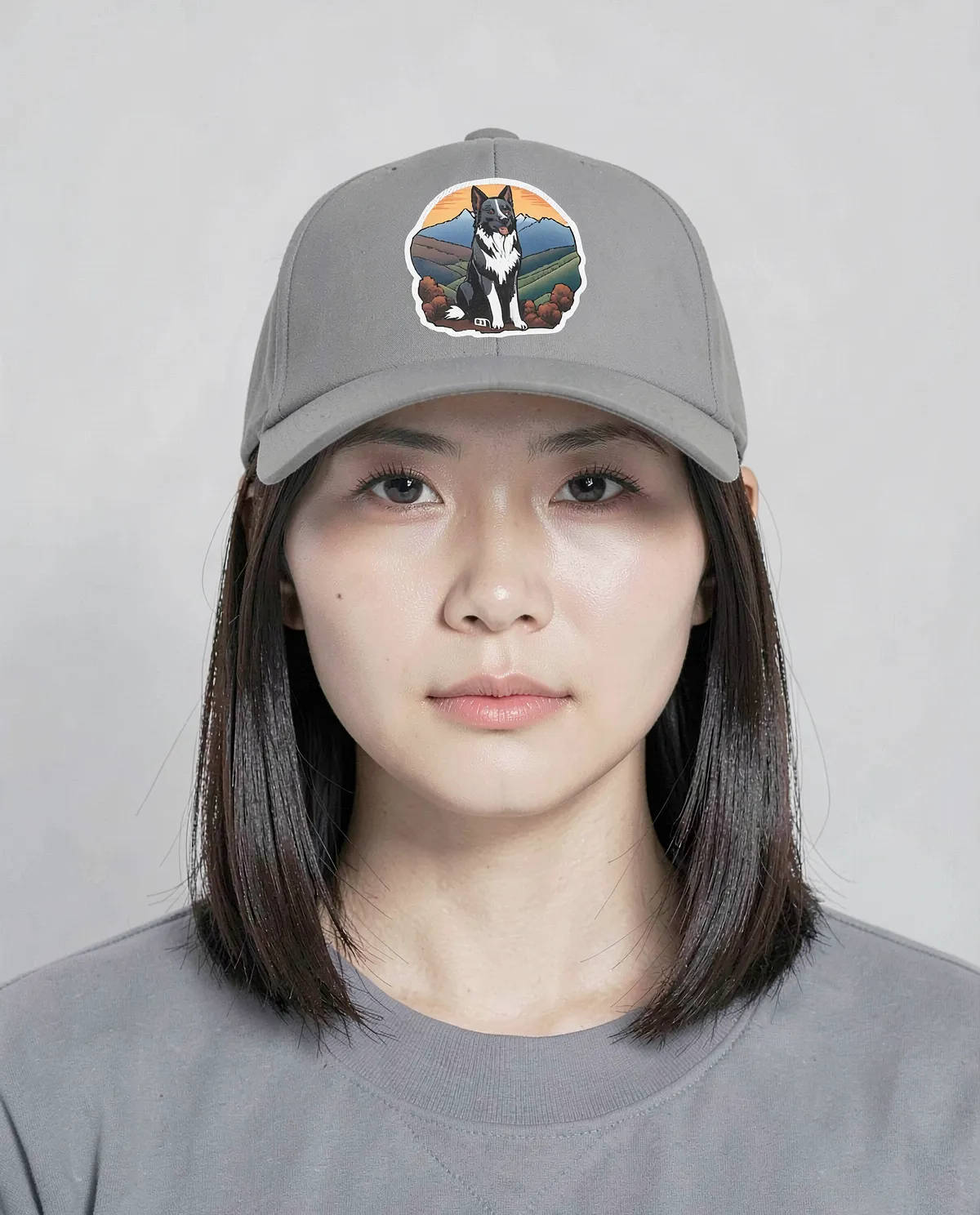 Grey Adjustable Cotton Cap with Velcro Closure 0