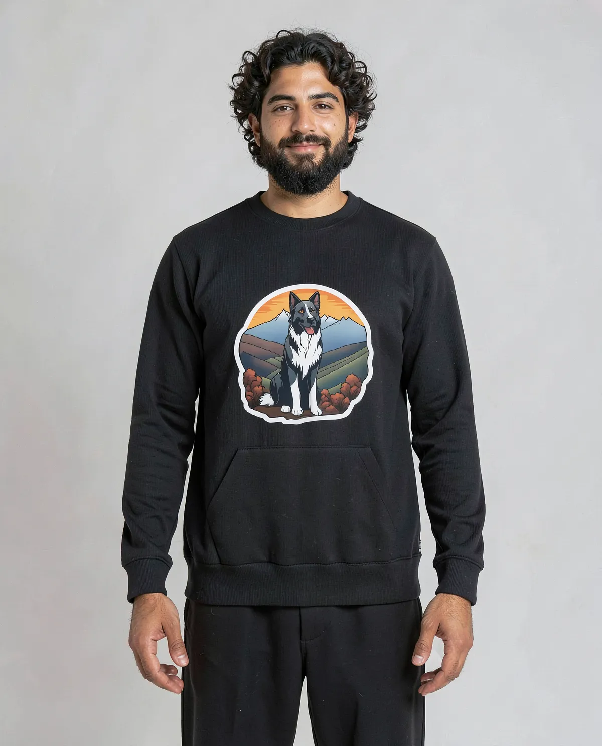 Black Unisex Sweatshirt – Smooth Front, Classic Crew Neck 0