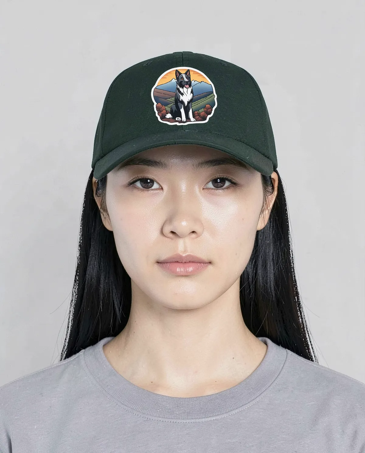 Green 5‑Panel Cotton Cap with Velcro 0