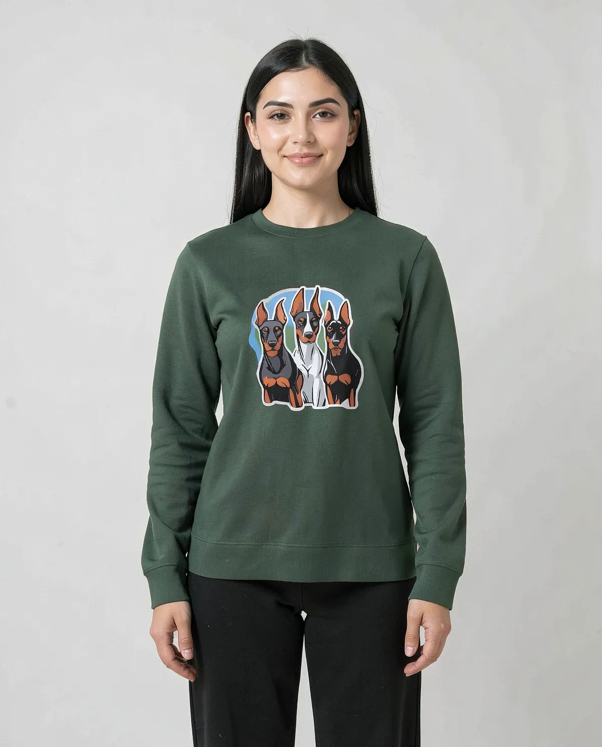 Green Unisex Sweatshirt with Classic Crew Neck 0