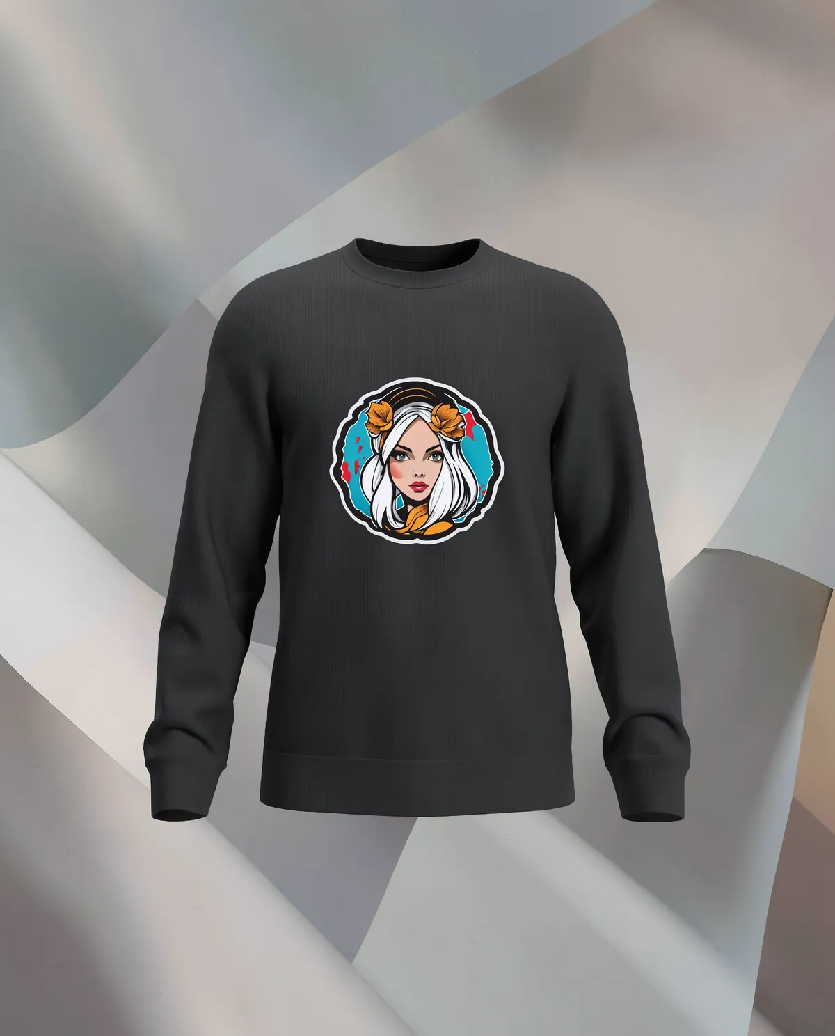 Black Unisex Crew‑Neck Sweatshirt – Soft Cotton Comfort 59