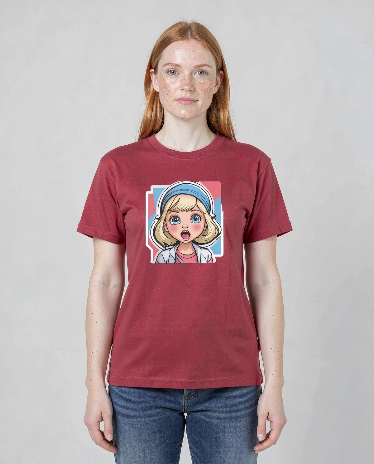 Red Organic Cotton T-Shirt Classic Crew Neck 0