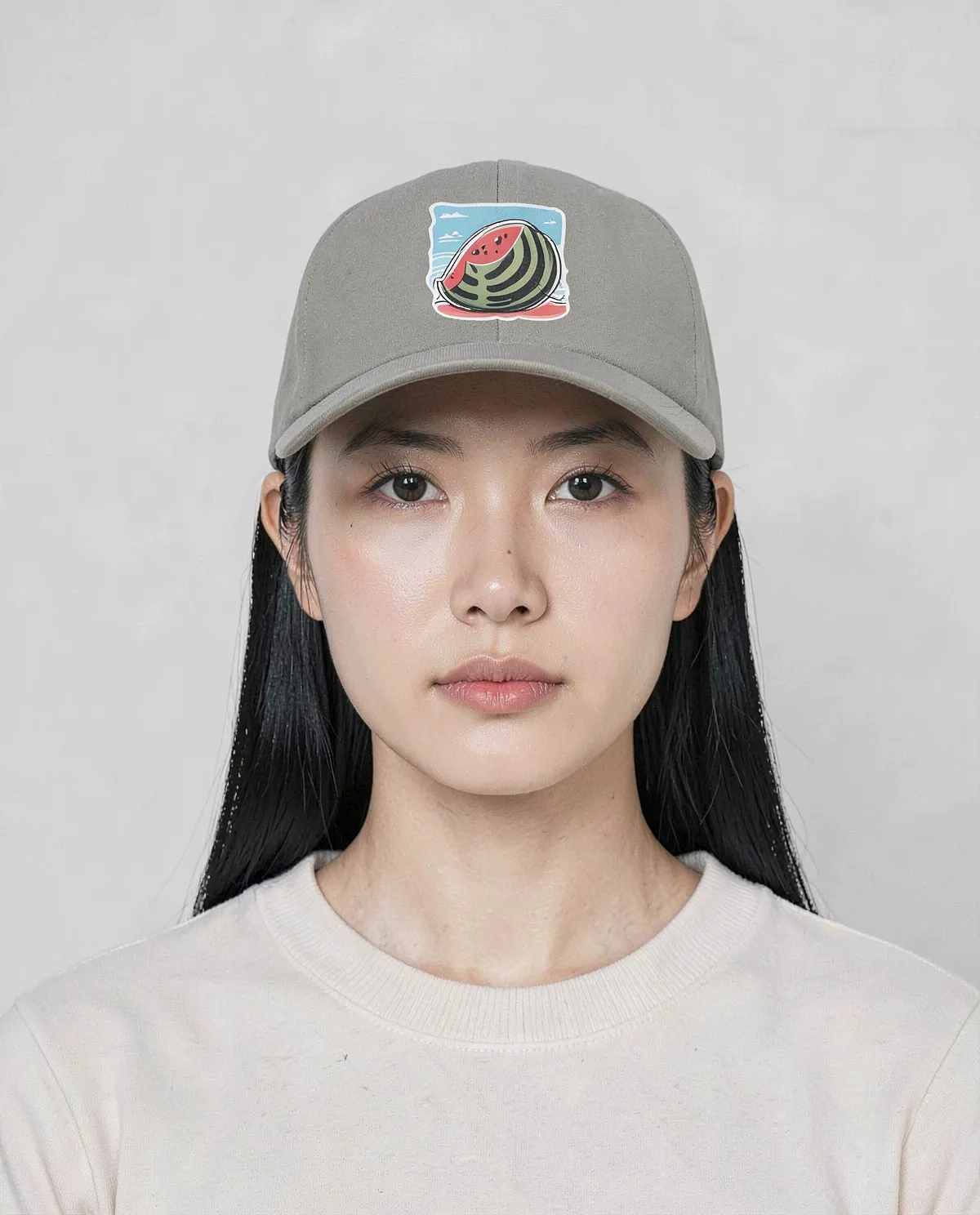 Grey Adjustable Cotton Cap with Velcro Closure 0