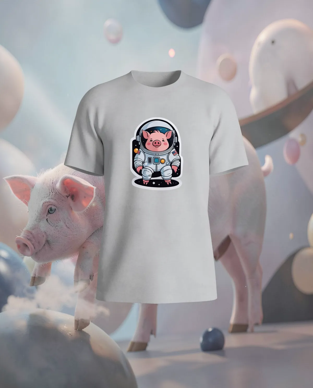 Grey Organic Cotton T-Shirt with Minimalist Graphic 59