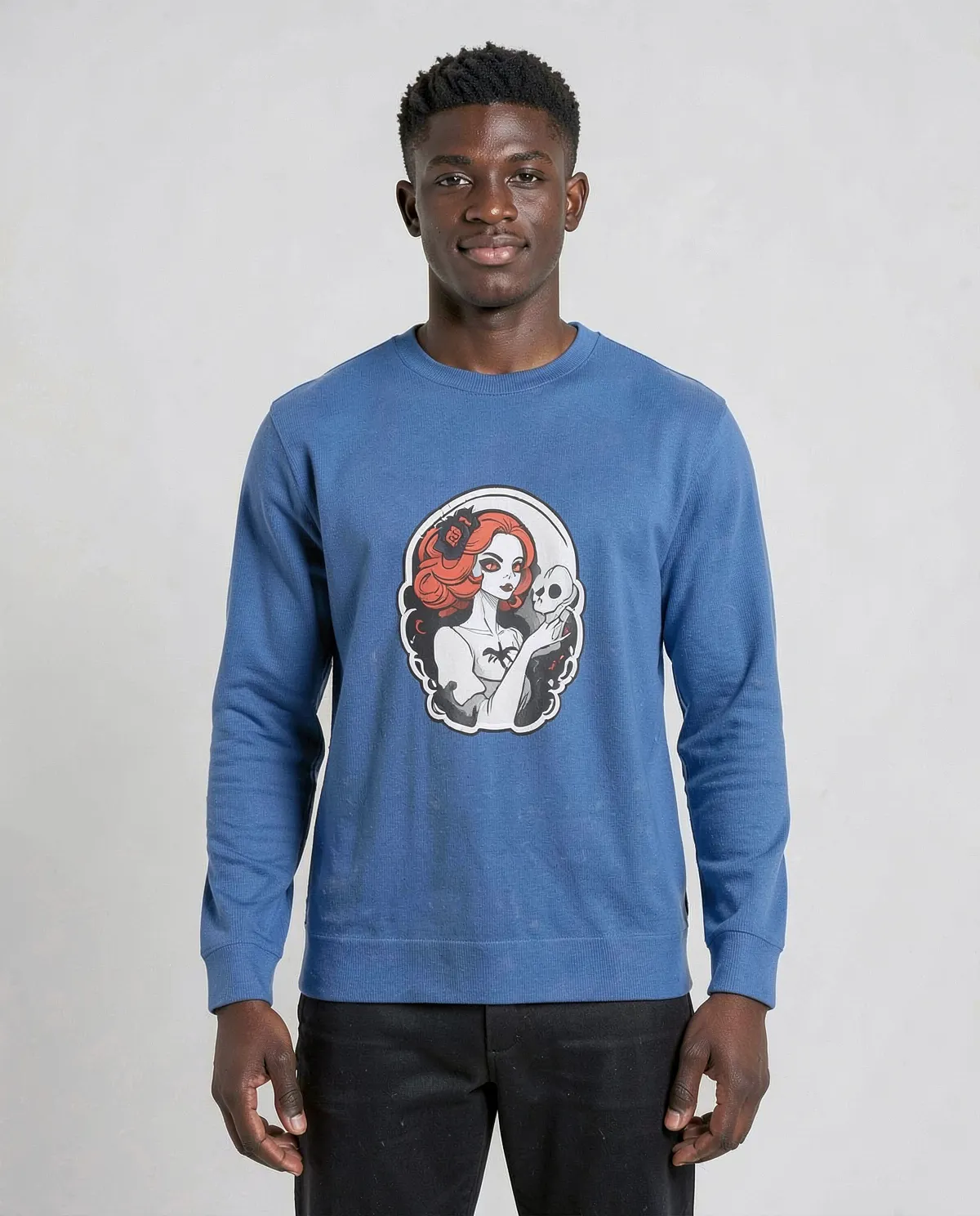 Blue Unisex Sweatshirt Premium Organic Cotton Comfort 0