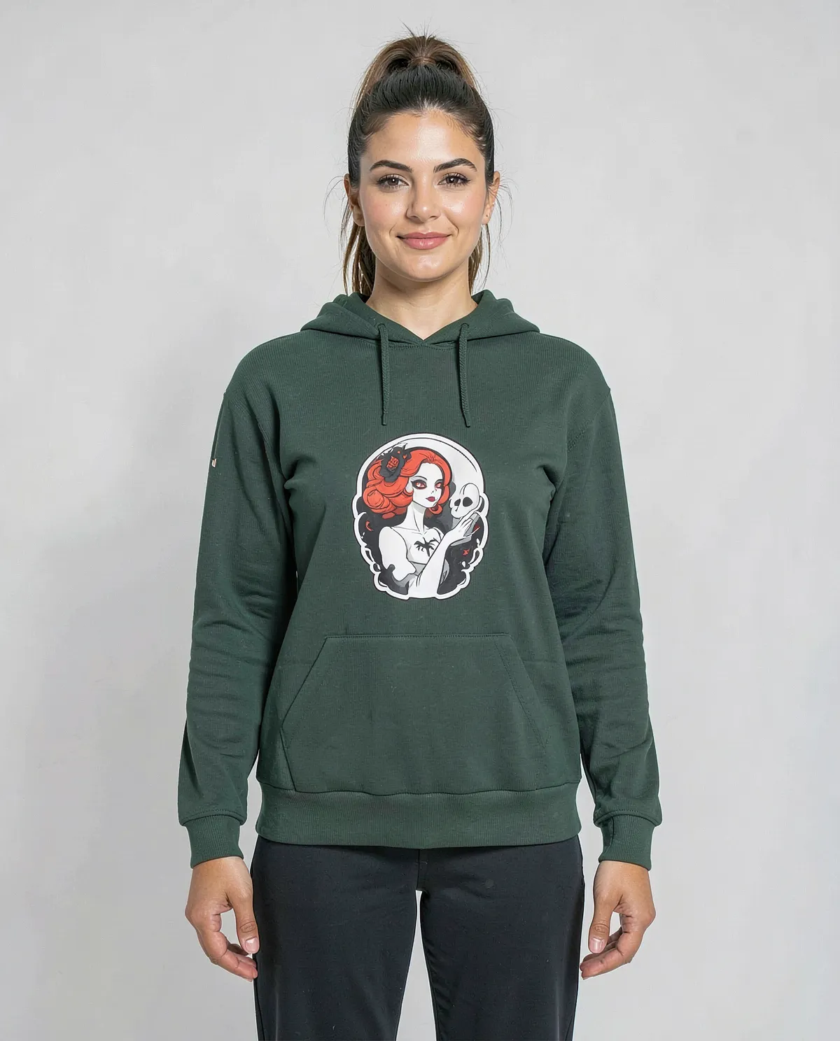 Green Unisex Cotton Sweatshirt with Smooth Print Surface 0