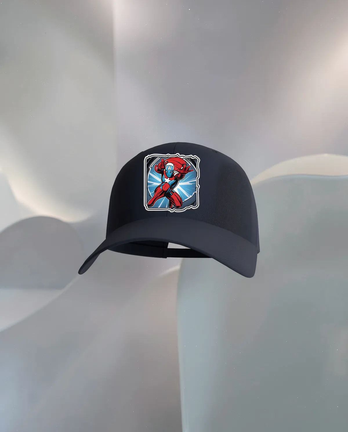 Navy Cotton Cap with Velcro Closure 59