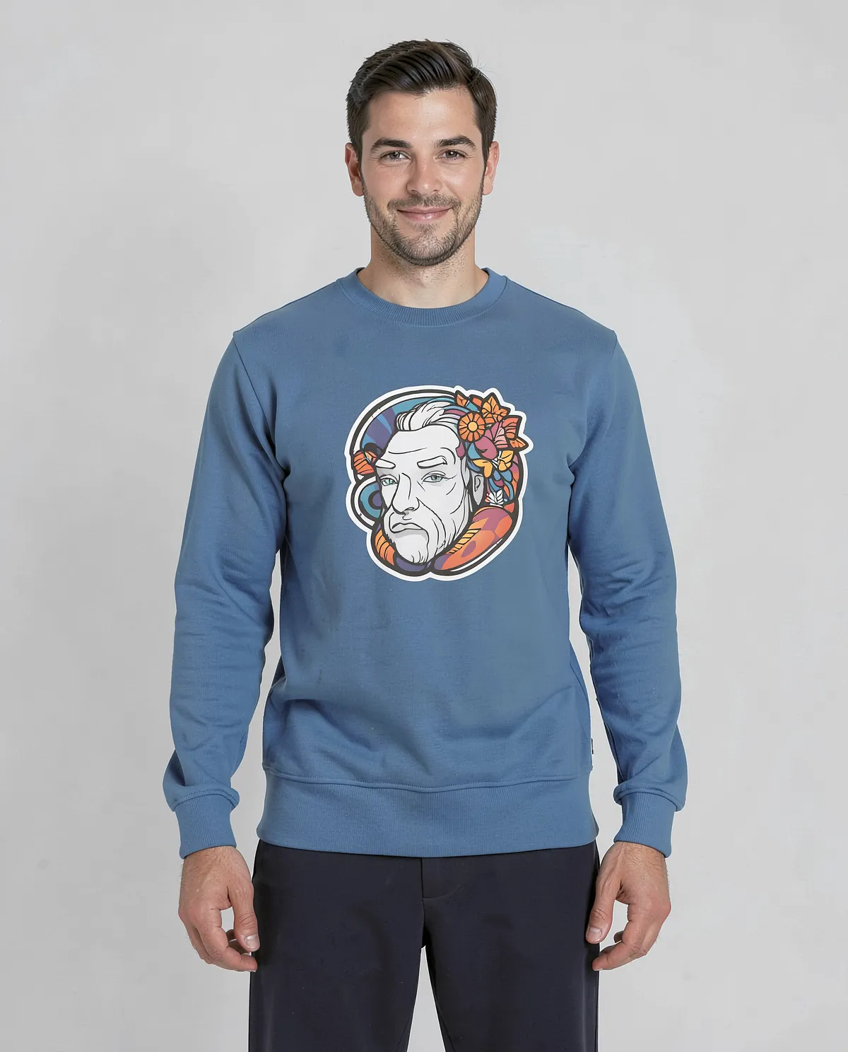 Blue Unisex Classic Crew Neck Sweatshirt 0