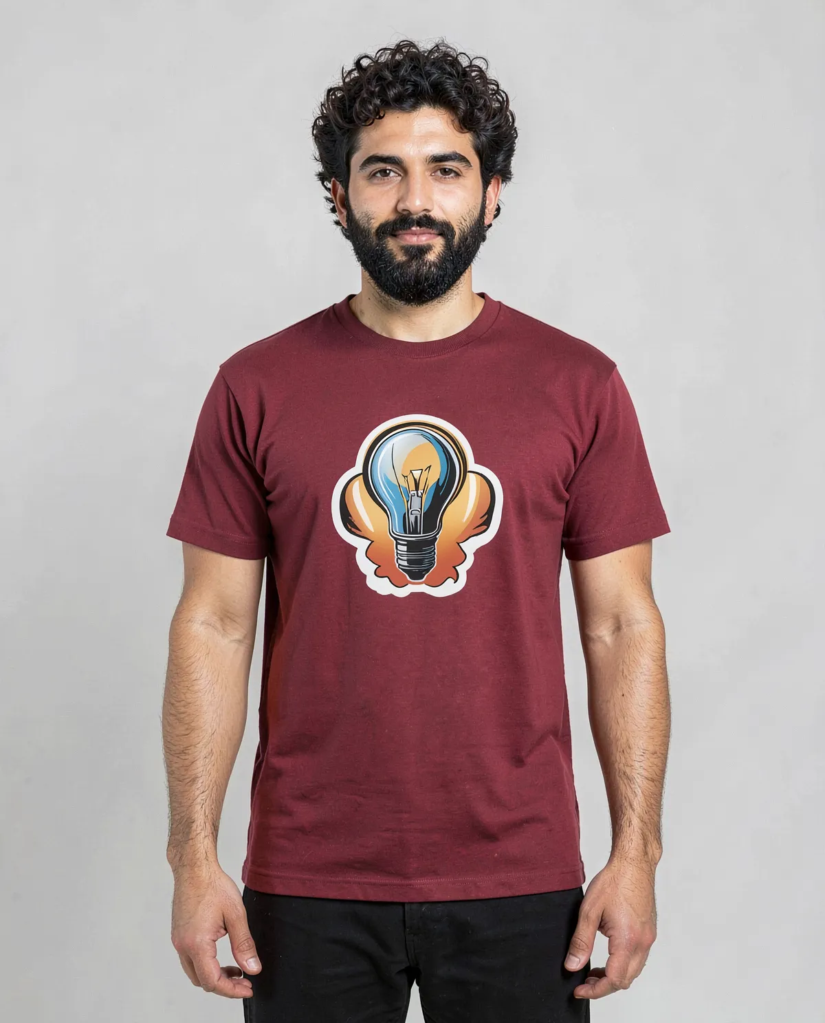 Red T-Shirt with Vibrant Abstract Design 0