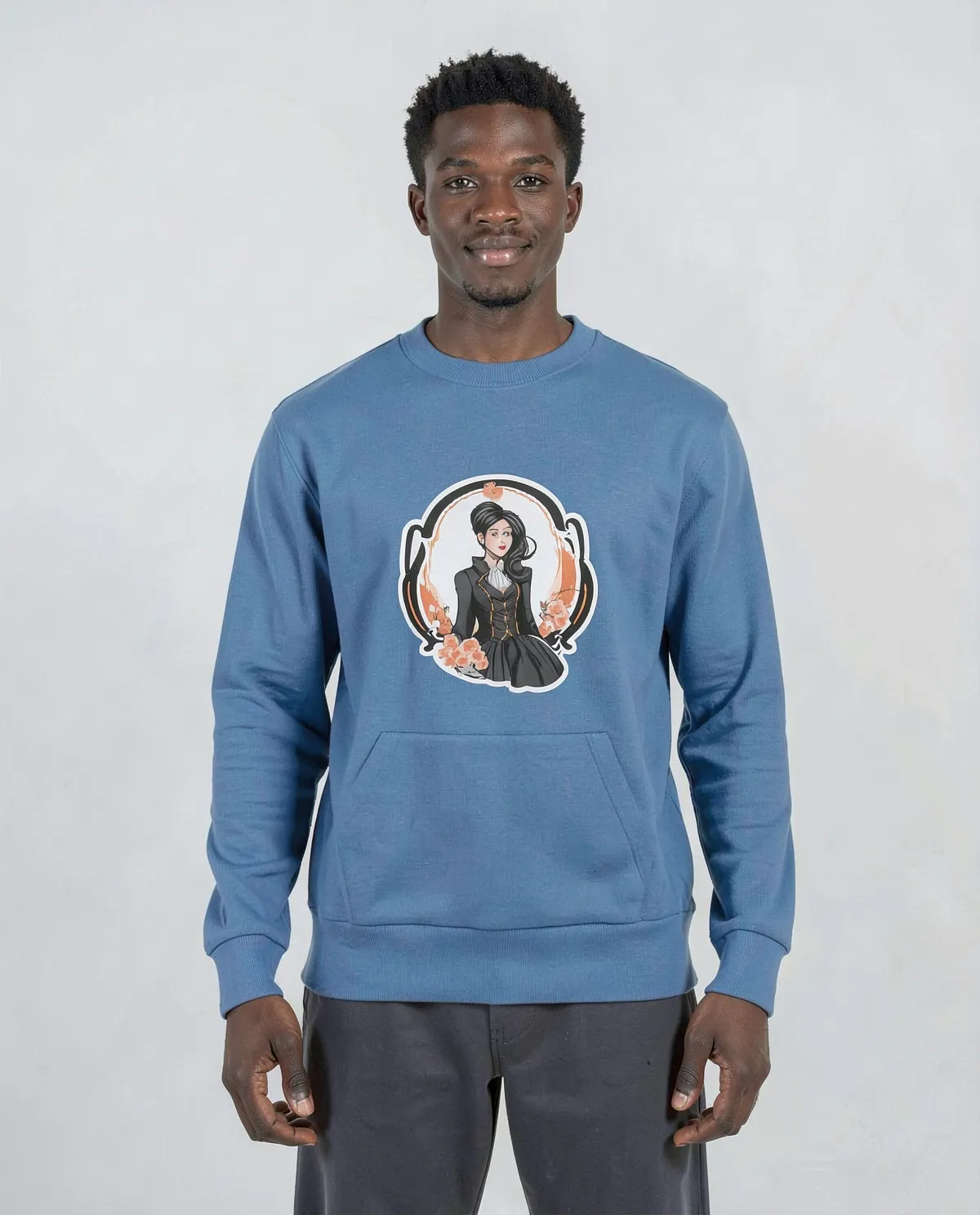 Blue Eco-Friendly Unisex Sweatshirt Soft Organic Cotton 0