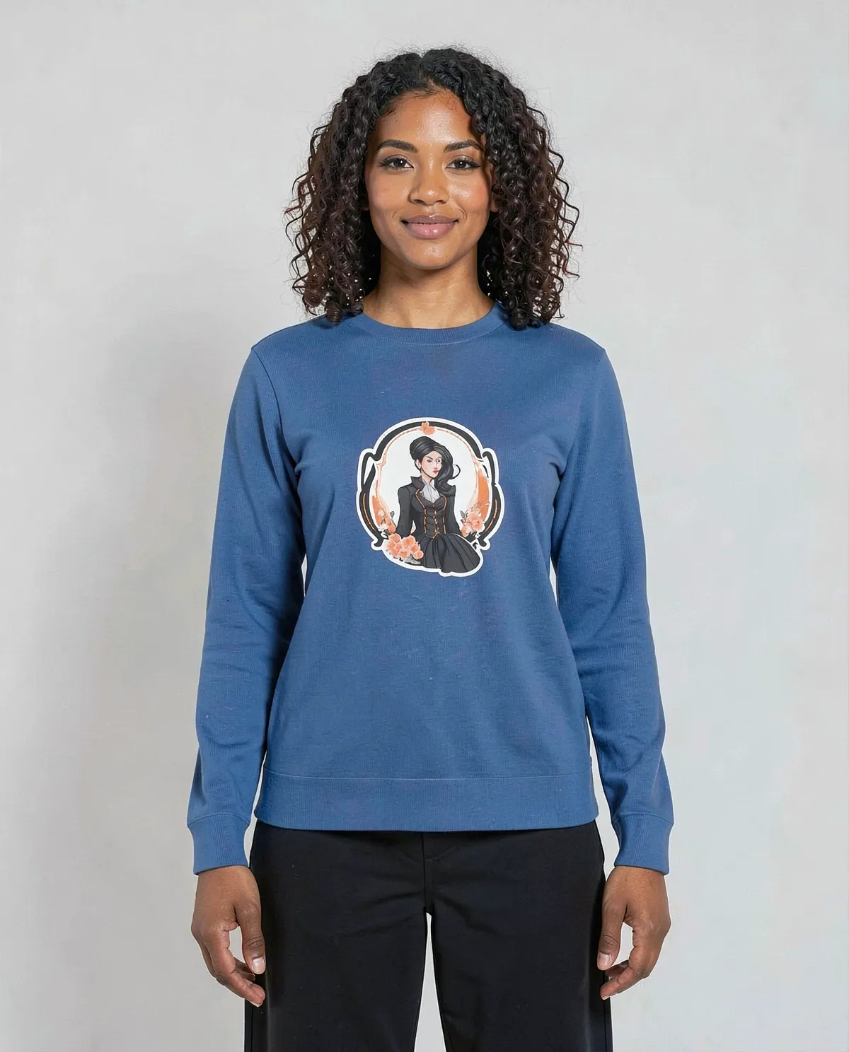 Blue Brushed Sweatshirt Made from Organic Cotton 0