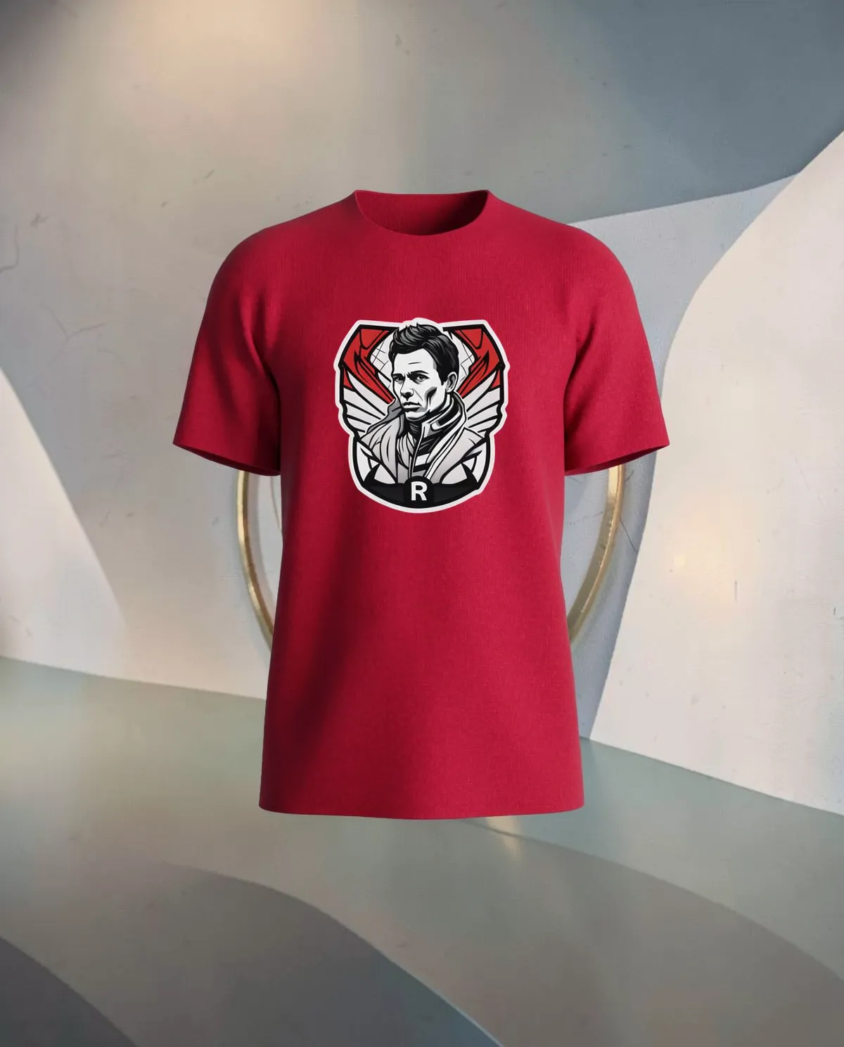 Bold Red T-Shirt with Modern Print 59