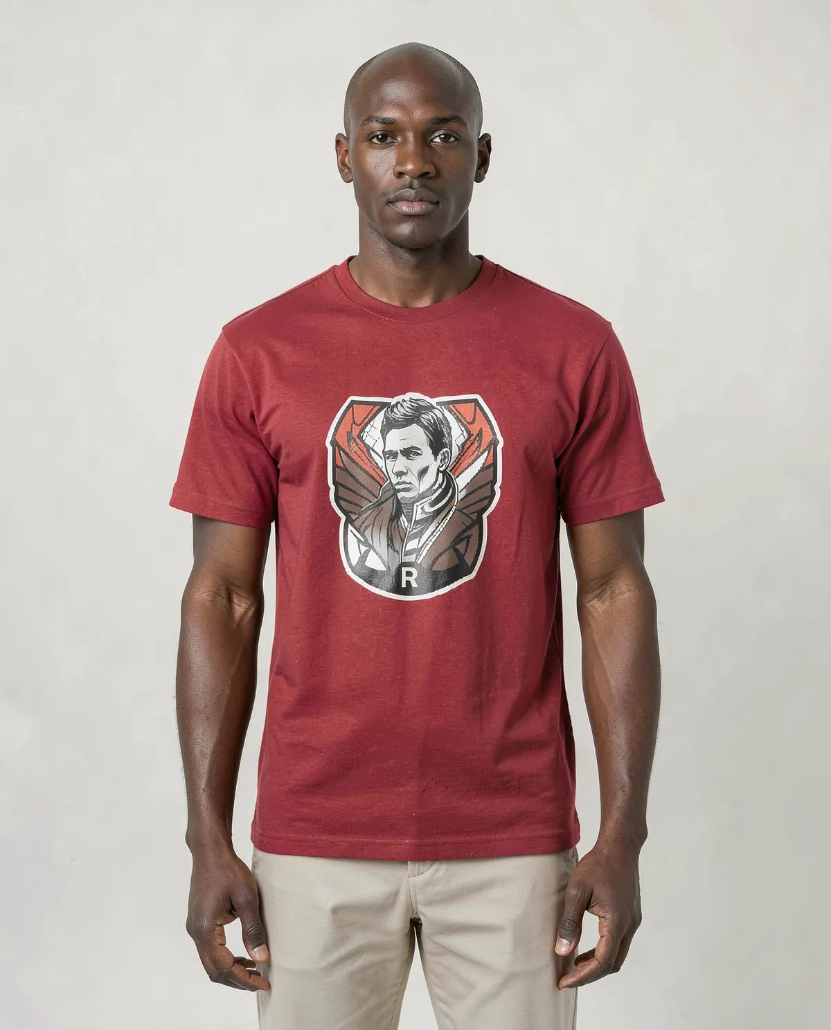 Bold Red T-Shirt with Modern Print 0