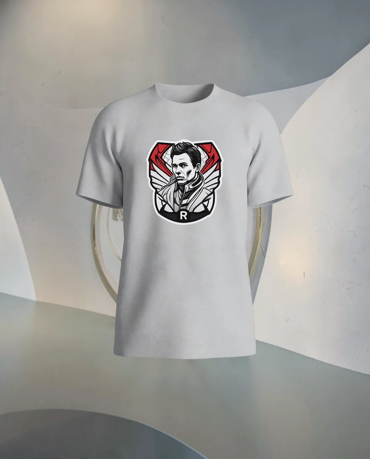 Grey Organic Cotton T-Shirt with Clean Design 59