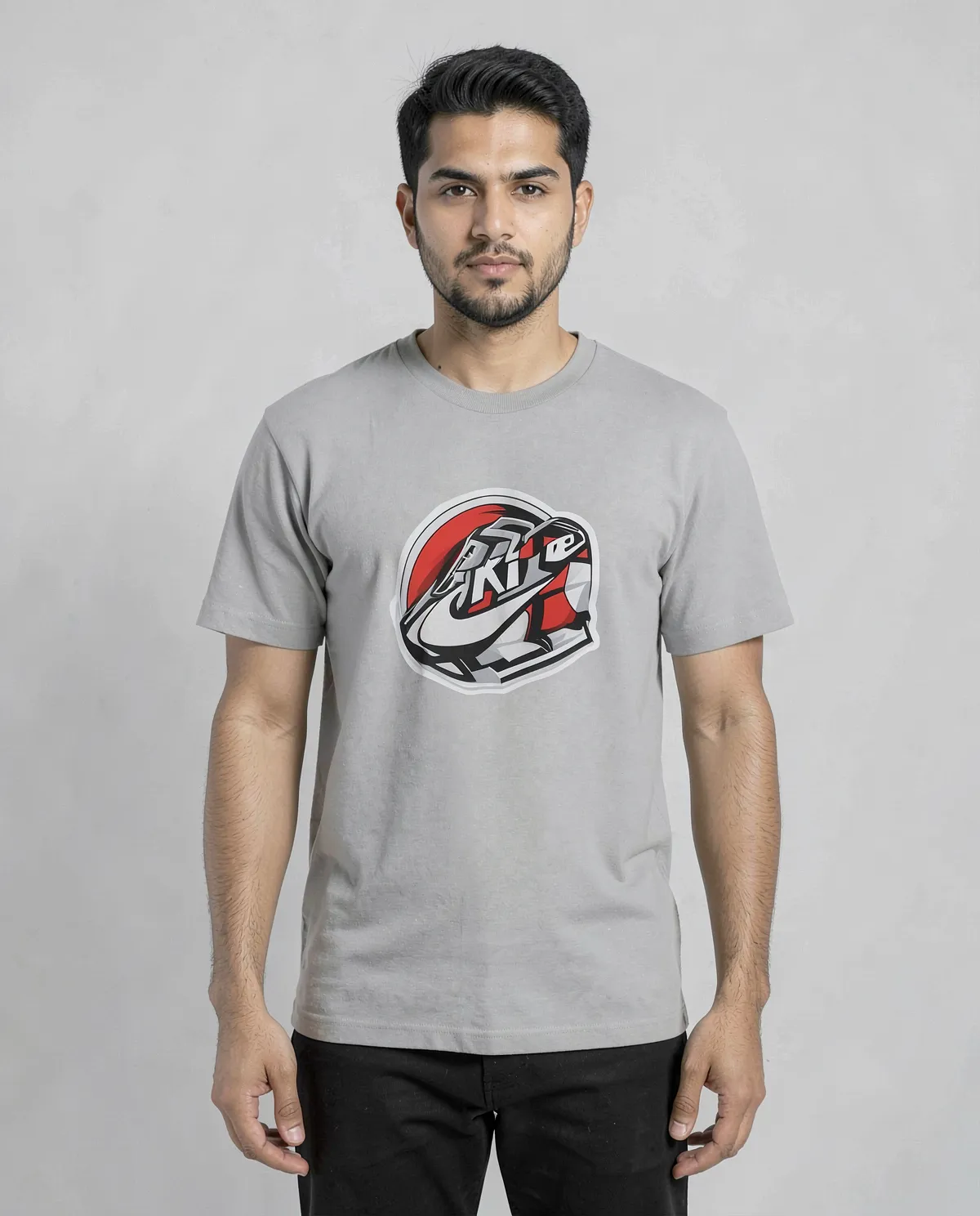 Grey Eco‑Sustainable T Shirt with Minimalist Design 0