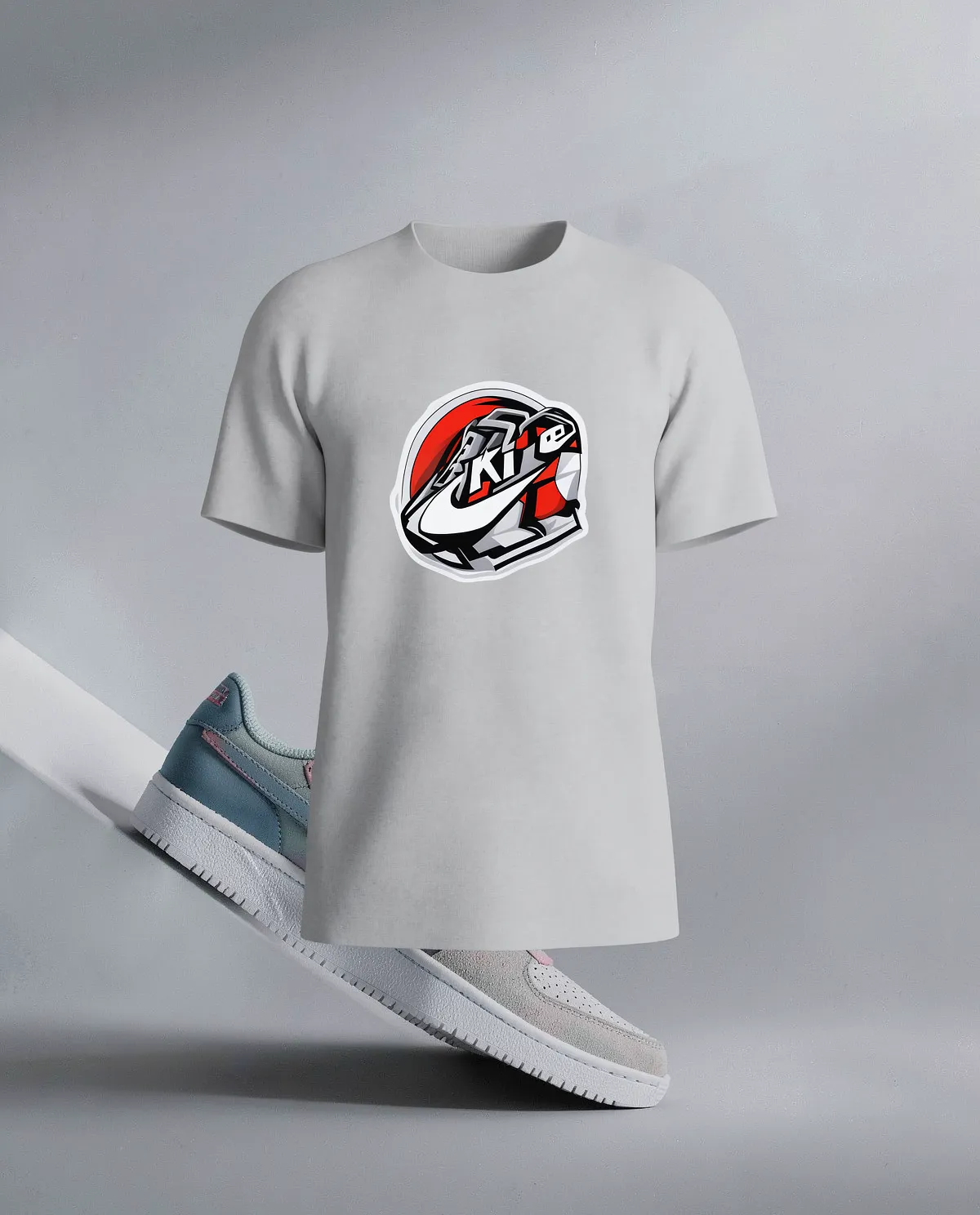 Grey Eco‑Sustainable T Shirt with Minimalist Design 59