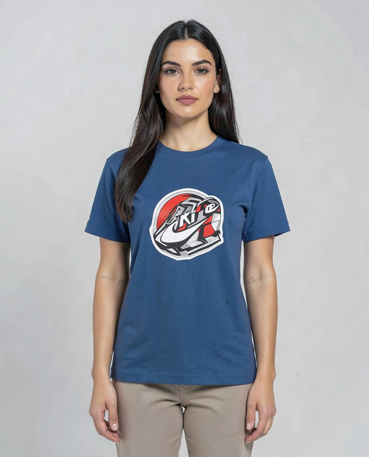 Blue Organic Cotton T-Shirt with Clean Print 0