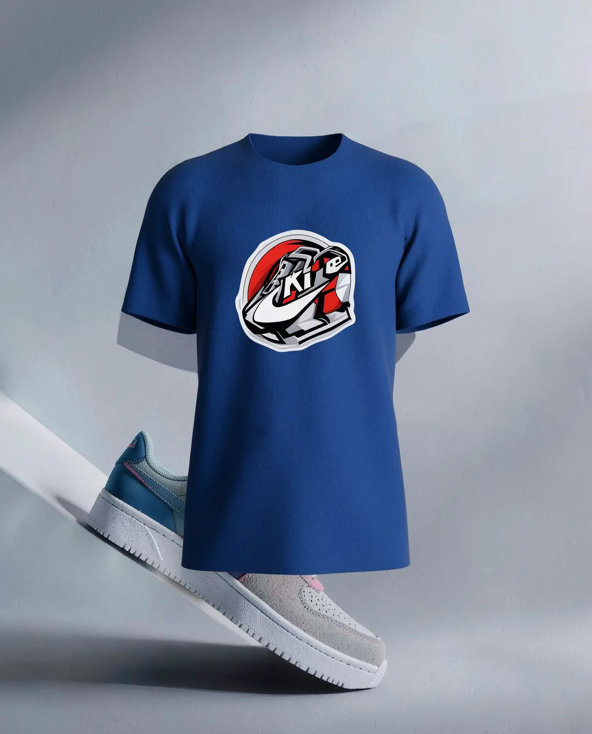Blue Organic Cotton T-Shirt with Clean Print 59