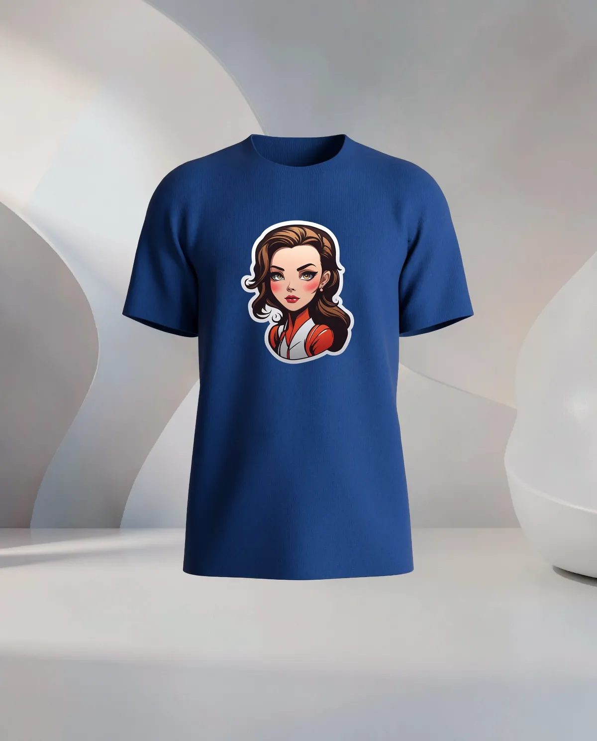 Blue Organic Cotton T‑Shirt with Clean Print 59