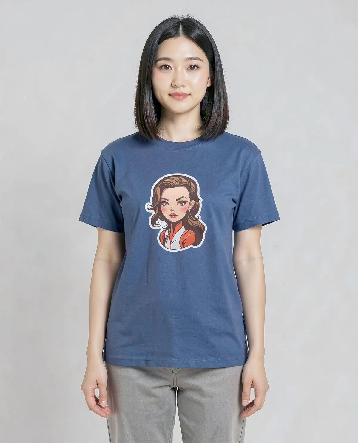 Blue Organic Cotton T‑Shirt with Clean Print 0