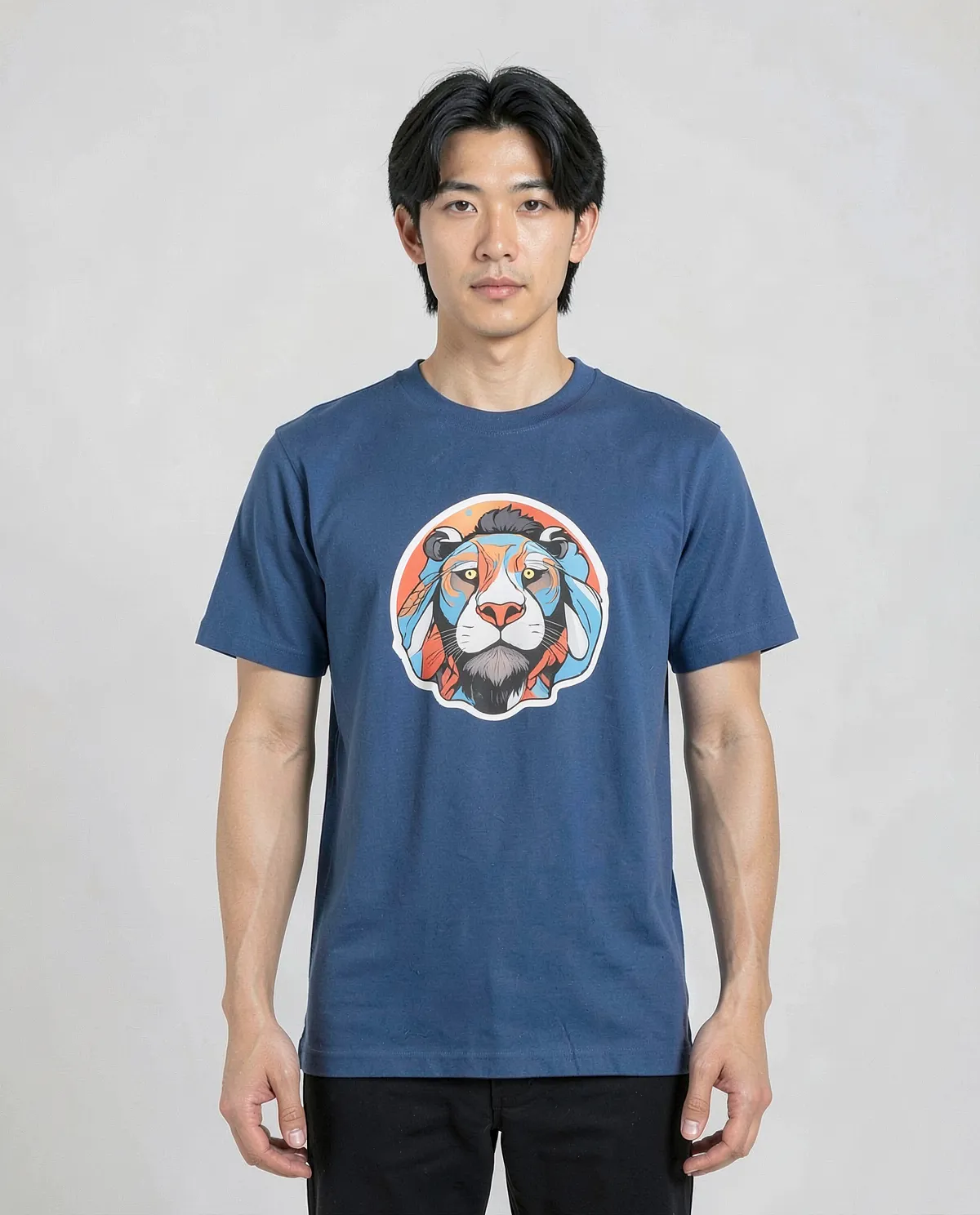 Blue Organic Cotton T‑Shirt with Bold Graphic 0