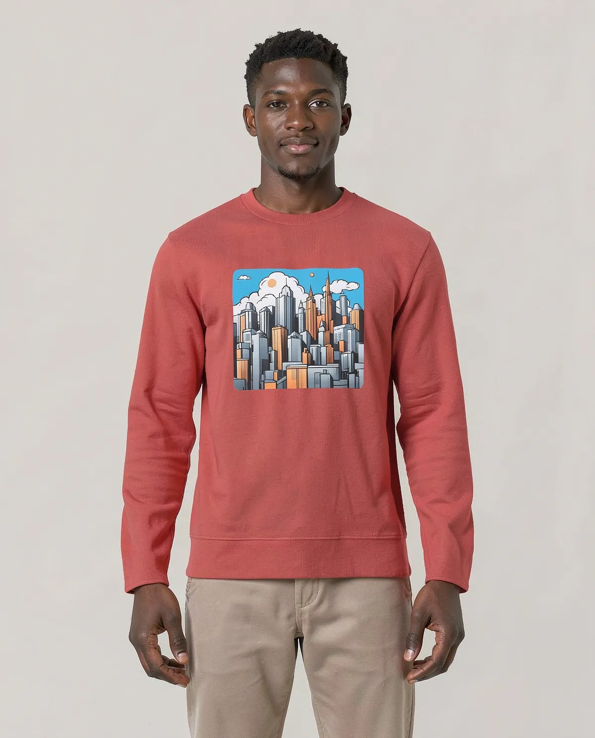 Red Print-Ready Sweatshirt – Durable Cotton Comfort