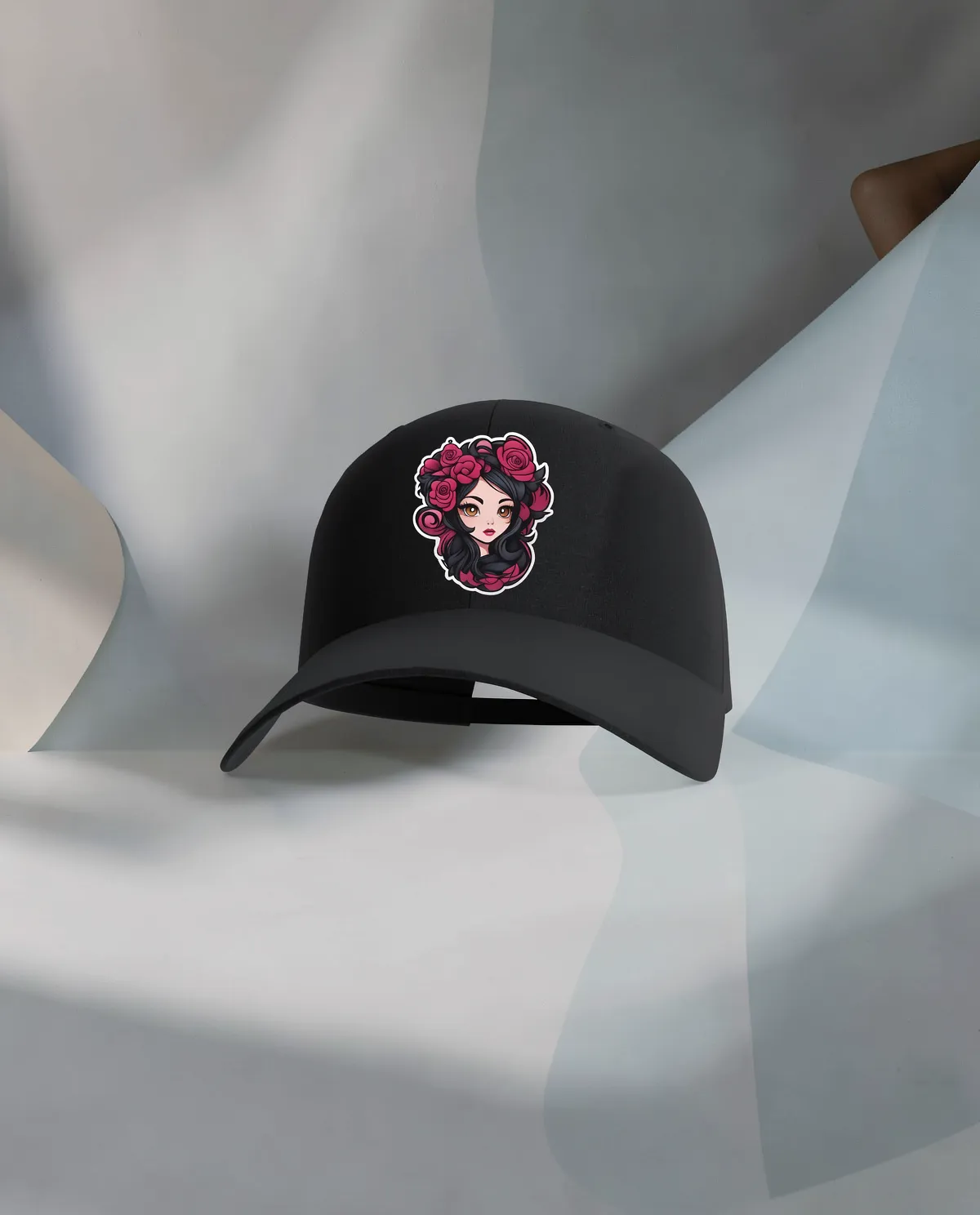 Black Adjustable Cotton Cap with Velcro Closure 59